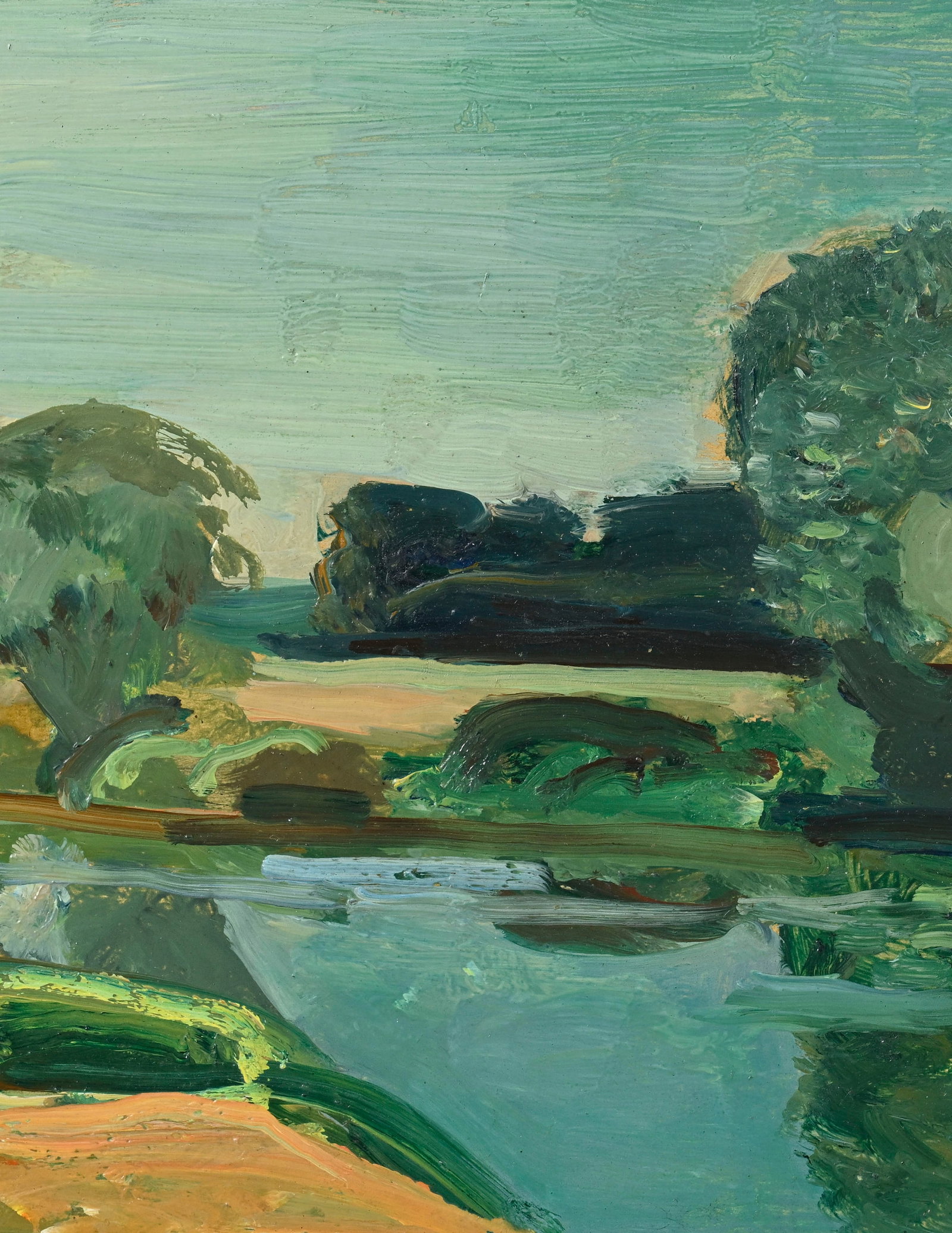 André Planson (1898-1981), "Marne verte", 1942, huile sur carton, signée et datée, 23 - 3
