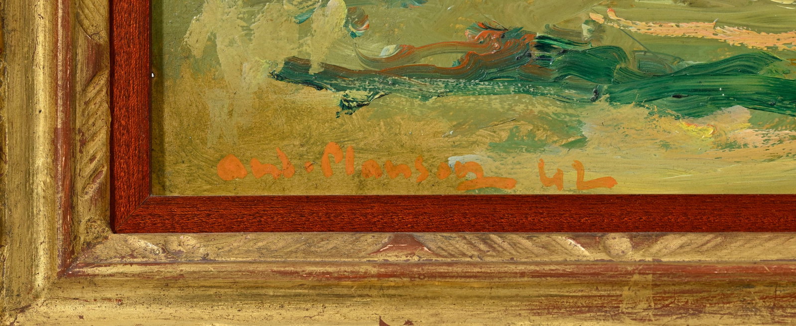 André Planson (1898-1981), "Marne verte", 1942, huile sur carton, signée et datée, 23 - 4