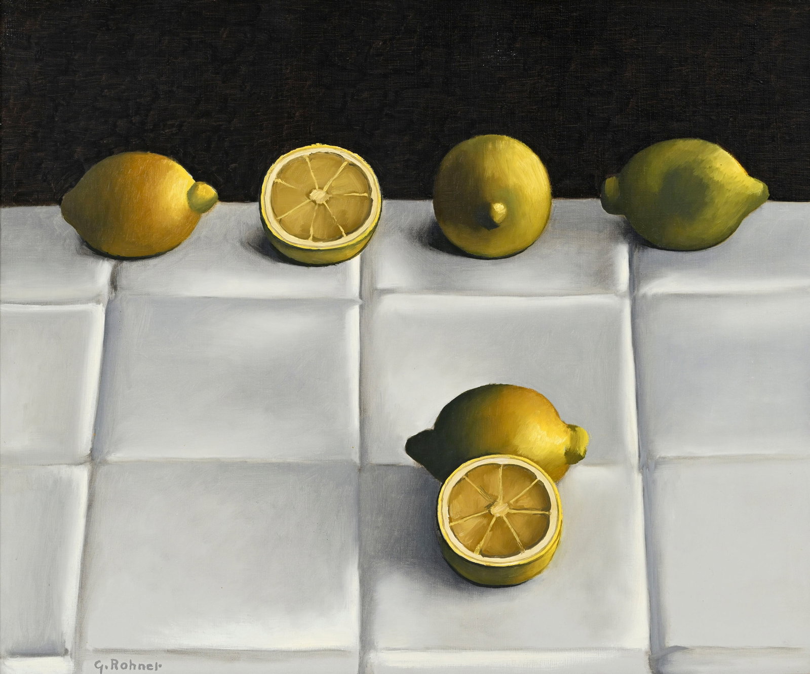 Georges Rohner (1913-2000), "Les citrons", 1983, huile sur toile, signée, 54x65 cm Au vers (1 of 5)