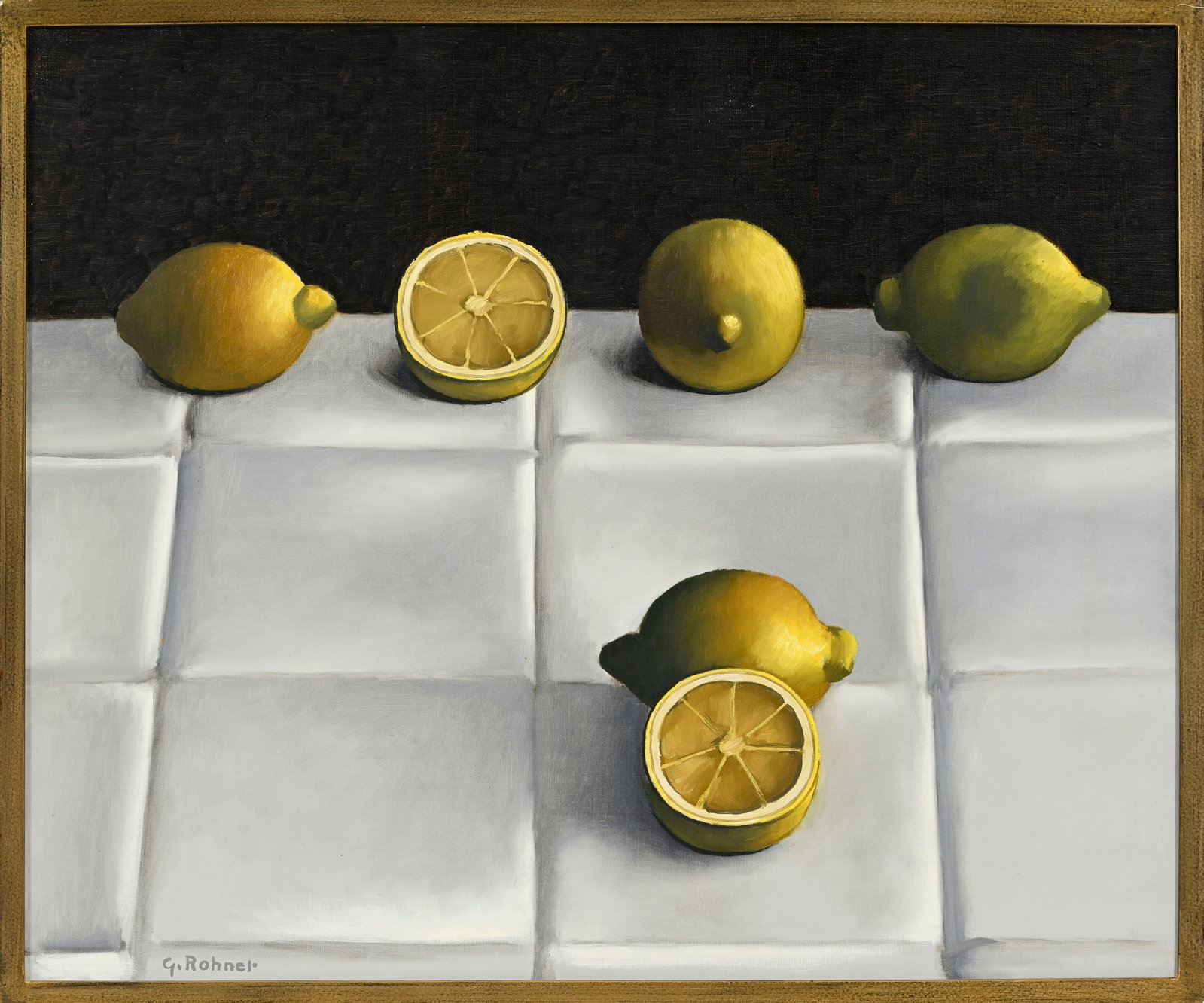 Georges Rohner (1913-2000), "Les citrons", 1983, huile sur toile, signée, 54x65 cm Au vers - 2
