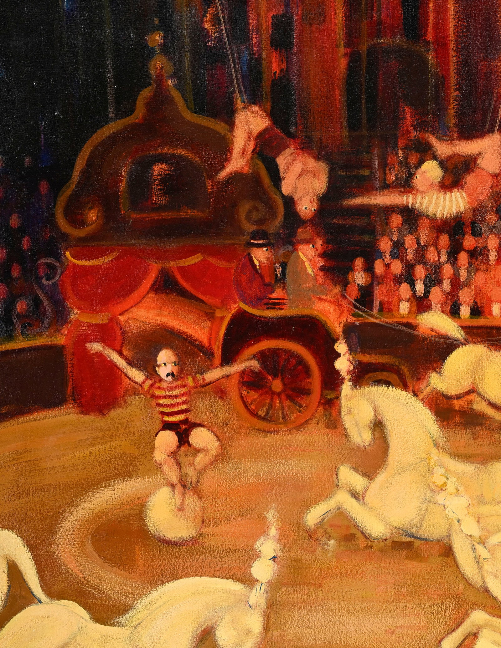 Carlo Roselli (1939), Scène de cirque, huile sur toile, signée, 89,5x89,5 cm - 3