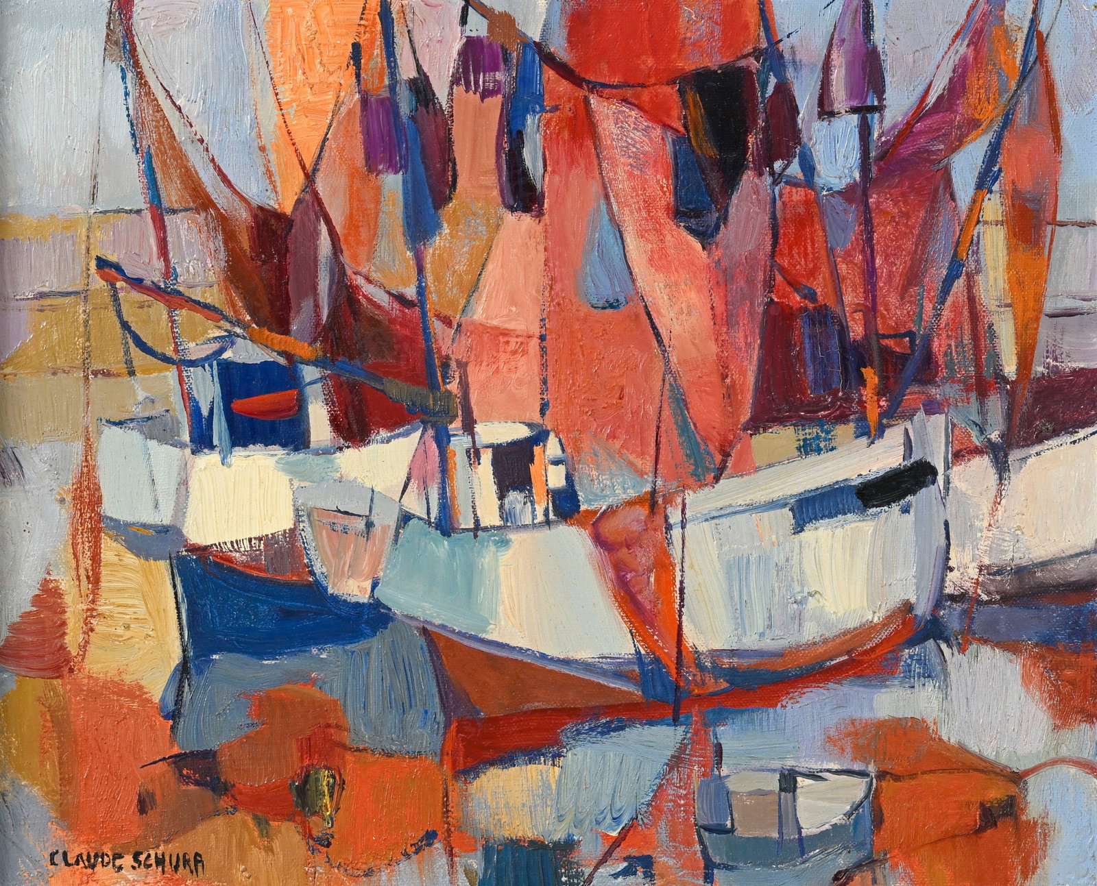 Claude Schurr (1921-2014), Composition, huile sur toile, signée, 22x27 cm Au verso: Tampon de  (1 of 5)