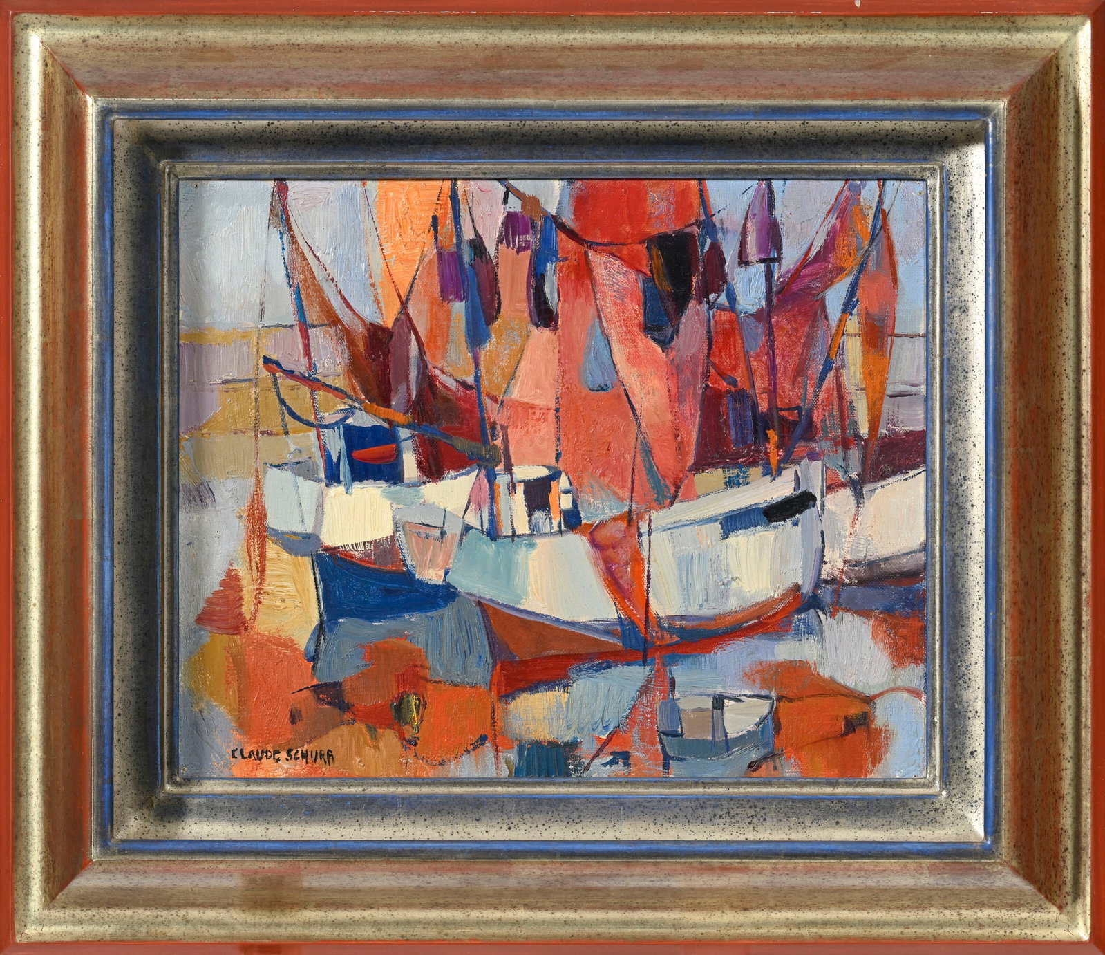 Claude Schurr (1921-2014), Composition, huile sur toile, signée, 22x27 cm Au verso: Tampon de  - 2