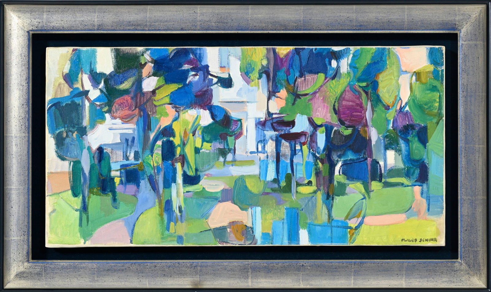 Claude Schurr (1921-2014), Paysage abstrait, huile sur toile, signée, située "Cannes" au v - 2