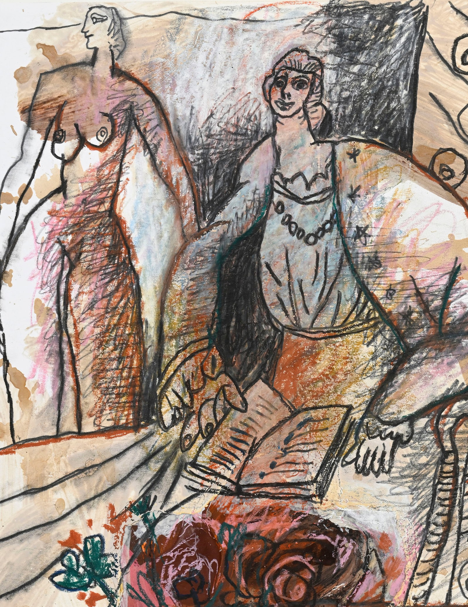 Théo Tobiasse (1927-2012), "Le livre de la vie", technique mixte sur papier, signée, 34,5x - 3