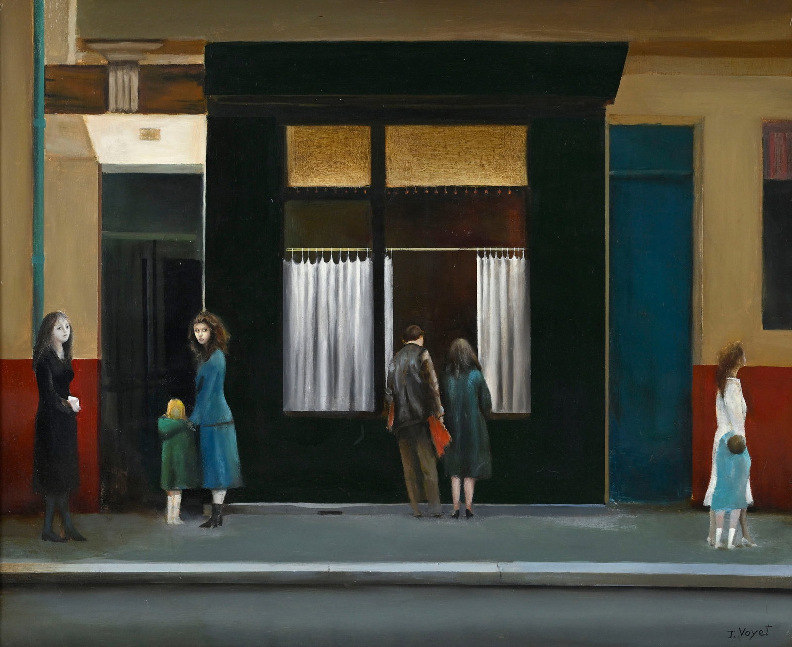Jacques Voyet (1926-2010), "Dans la rue", huile sur toile, signée, titrée au verso, 60x73  (1 of 5)