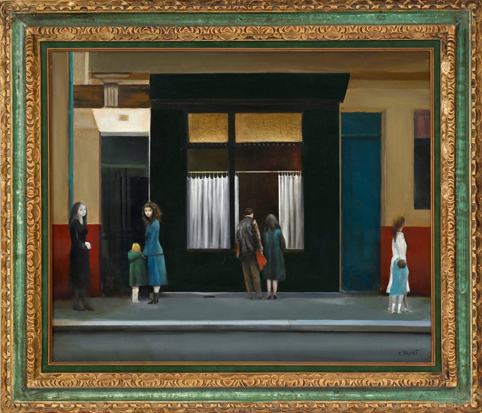 Jacques Voyet (1926-2010), "Dans la rue", huile sur toile, signée, titrée au verso, 60x73  - 2