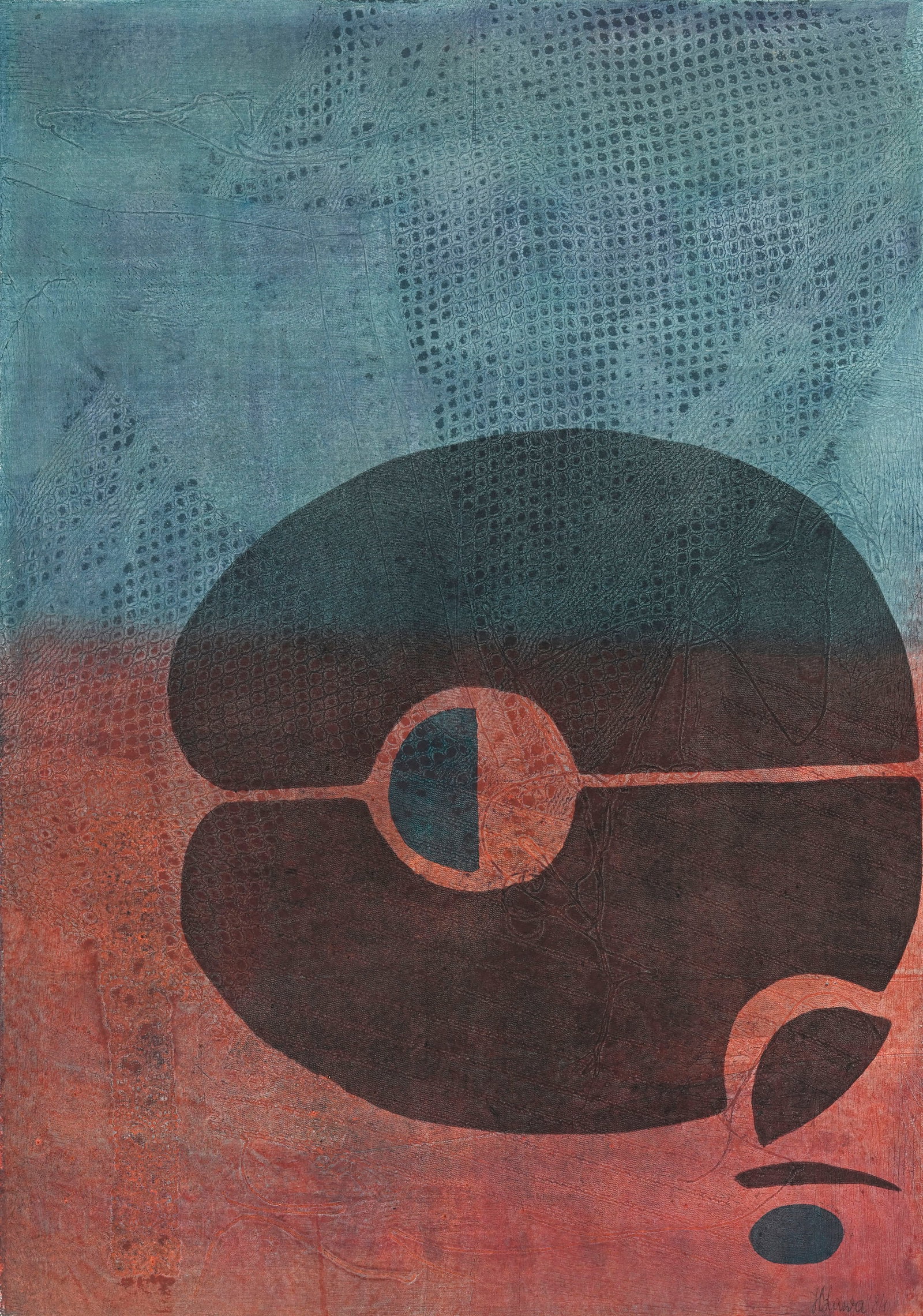 Hanna Zawa-Cywinska (1939), "Monotype # X Forte 1", 1984, monotype sur papier, signé et dat: Hanna Zawa-Cywinska (1939), "Monotype # X Forte 1", 1984, monotype sur papier, signé et daté, 85,5x60,5 cm (à vue) Webographie: Site internet de l'artiste,