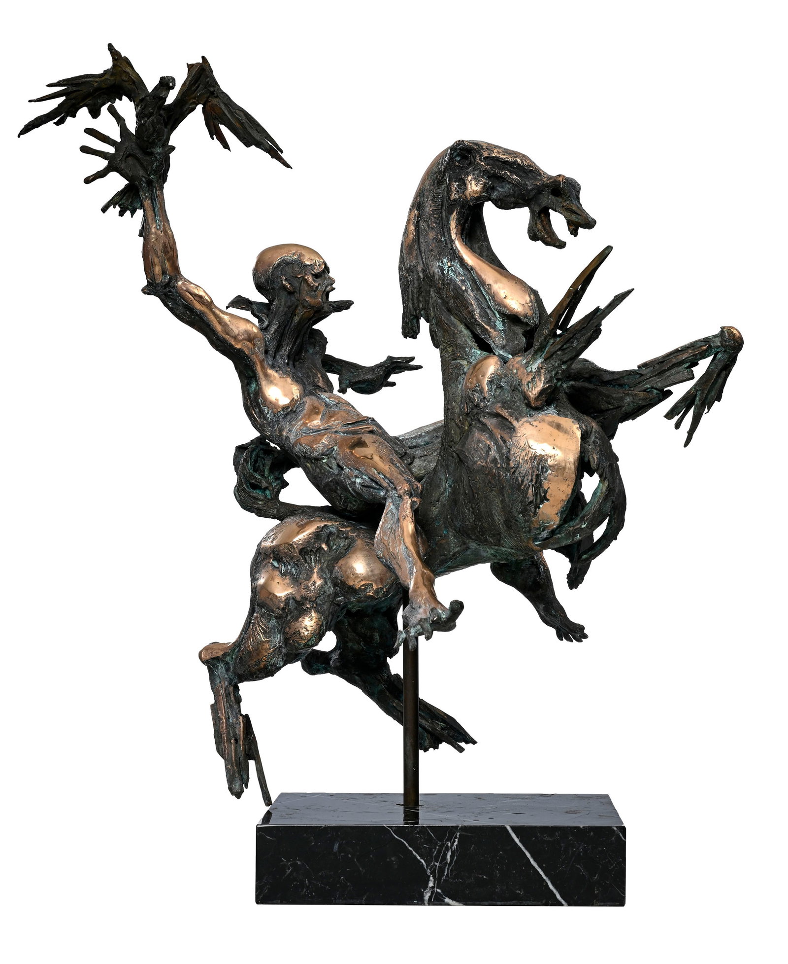 Nuccio Fontanella (1936-2005), "Chasseur au faucon"_,_ sculpture en bronze, pièce unique, sign& (1 of 6)