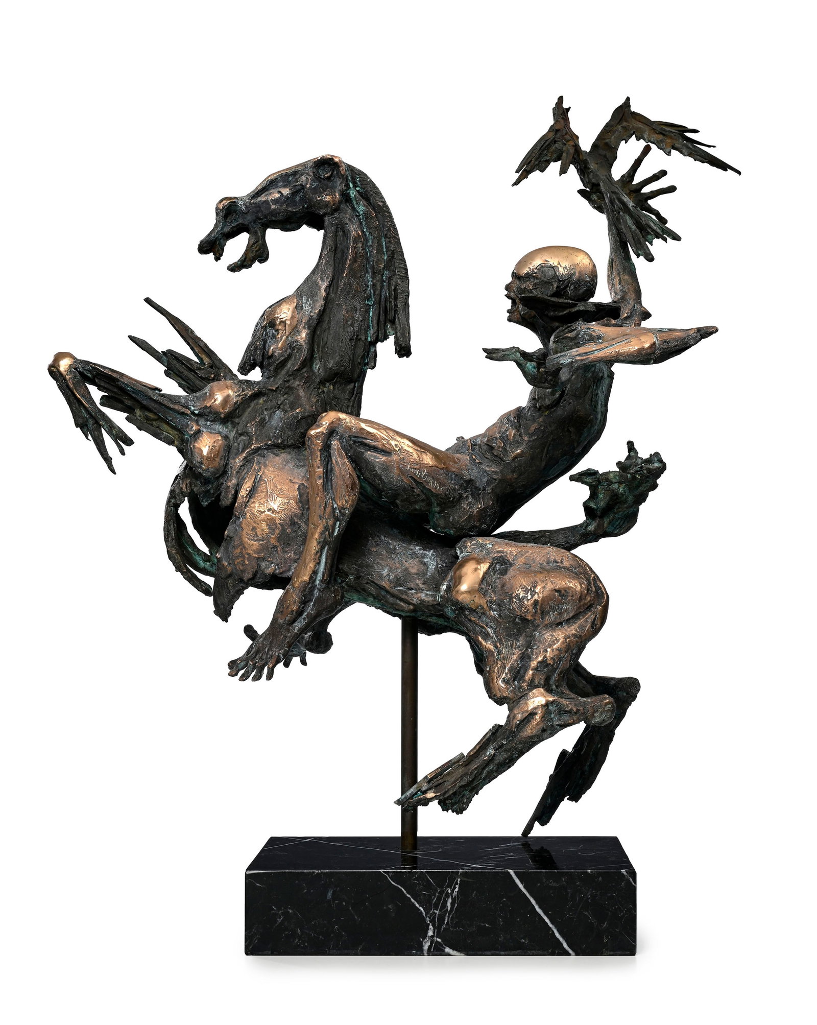 Nuccio Fontanella (1936-2005), "Chasseur au faucon"_,_ sculpture en bronze, pièce unique, sign& - 2