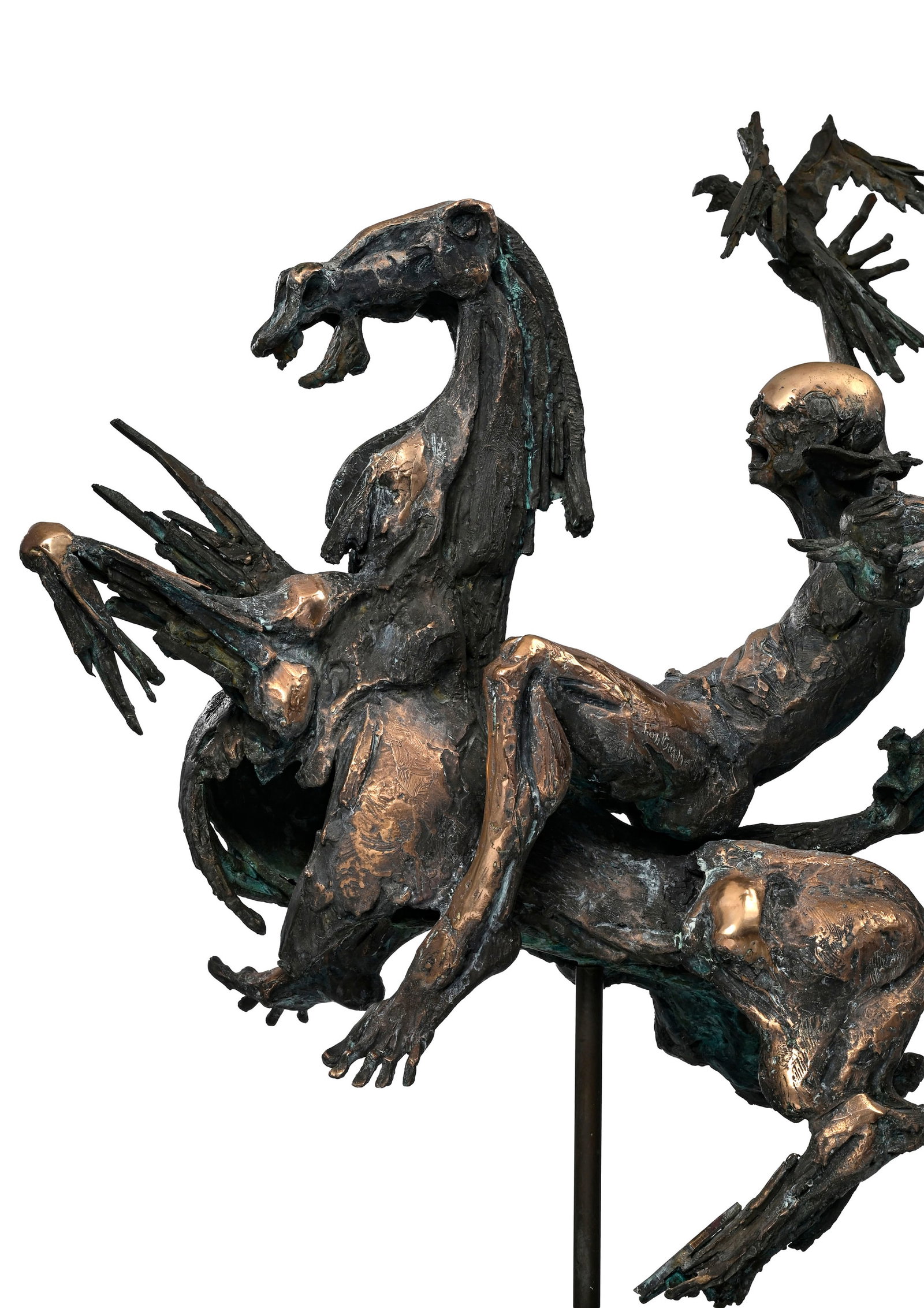 Nuccio Fontanella (1936-2005), "Chasseur au faucon"_,_ sculpture en bronze, pièce unique, sign& - 4
