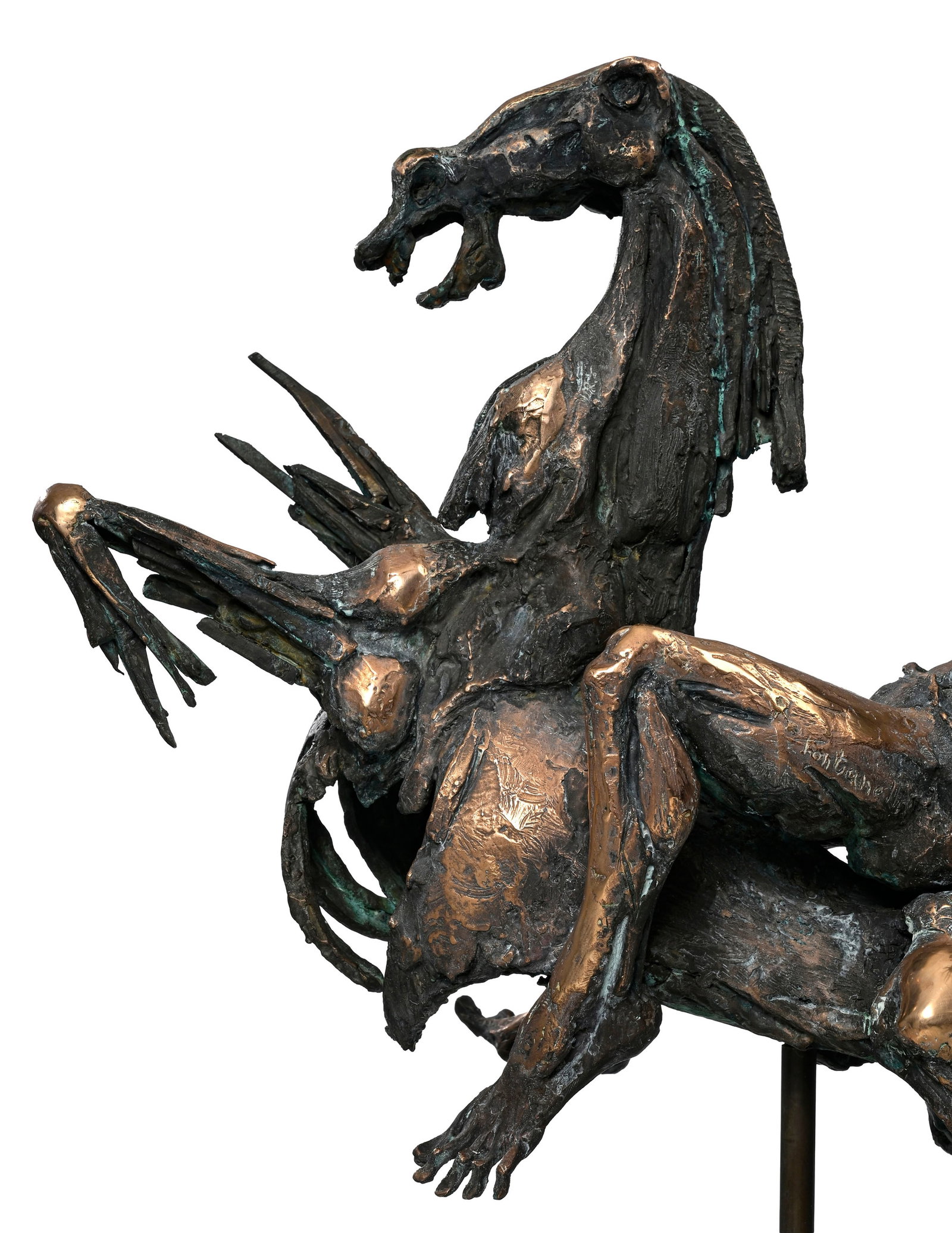 Nuccio Fontanella (1936-2005), "Chasseur au faucon"_,_ sculpture en bronze, pièce unique, sign& - 5