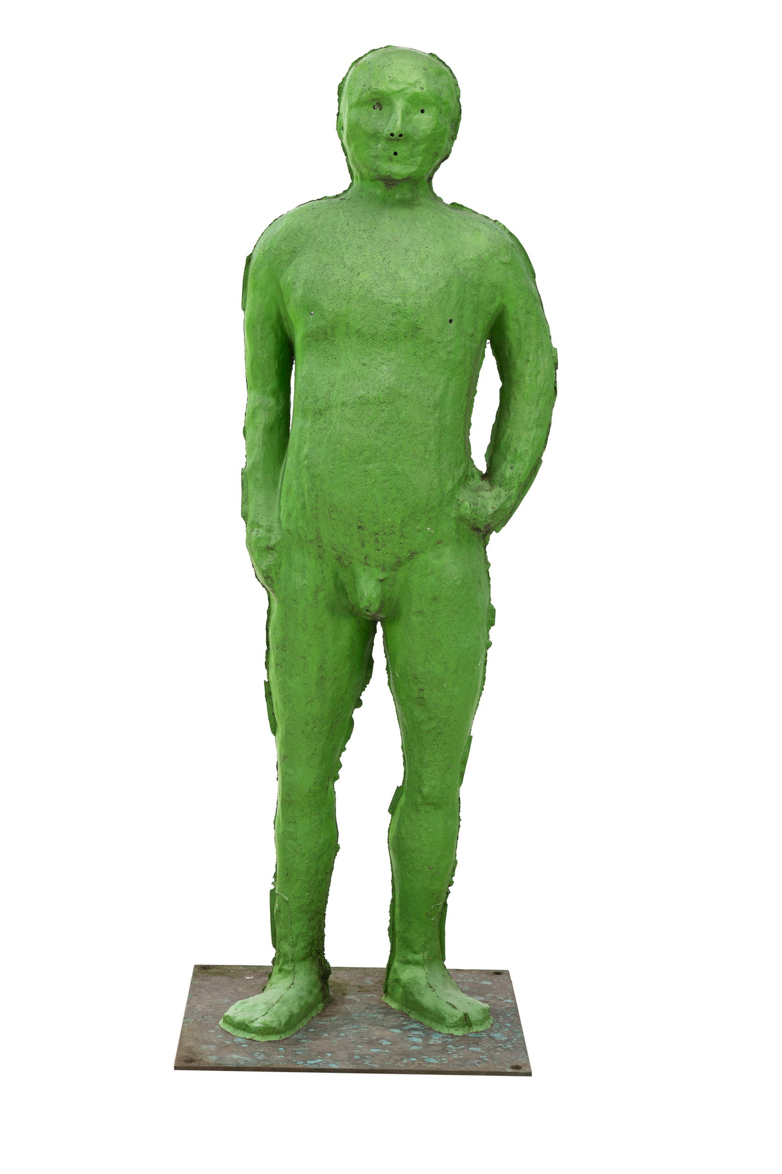 Fabrice Hyber (1961), "Hommes de Bessine", 2012, sculpture en bronze peint en vert, signée, dat: Fabrice Hyber (1961), "Hommes de Bessine", 2012, sculpture en bronze peint en vert, signée, datée et numérotée 24, cachet de la Fonderie d’Art de Coubertin, h.86 cm