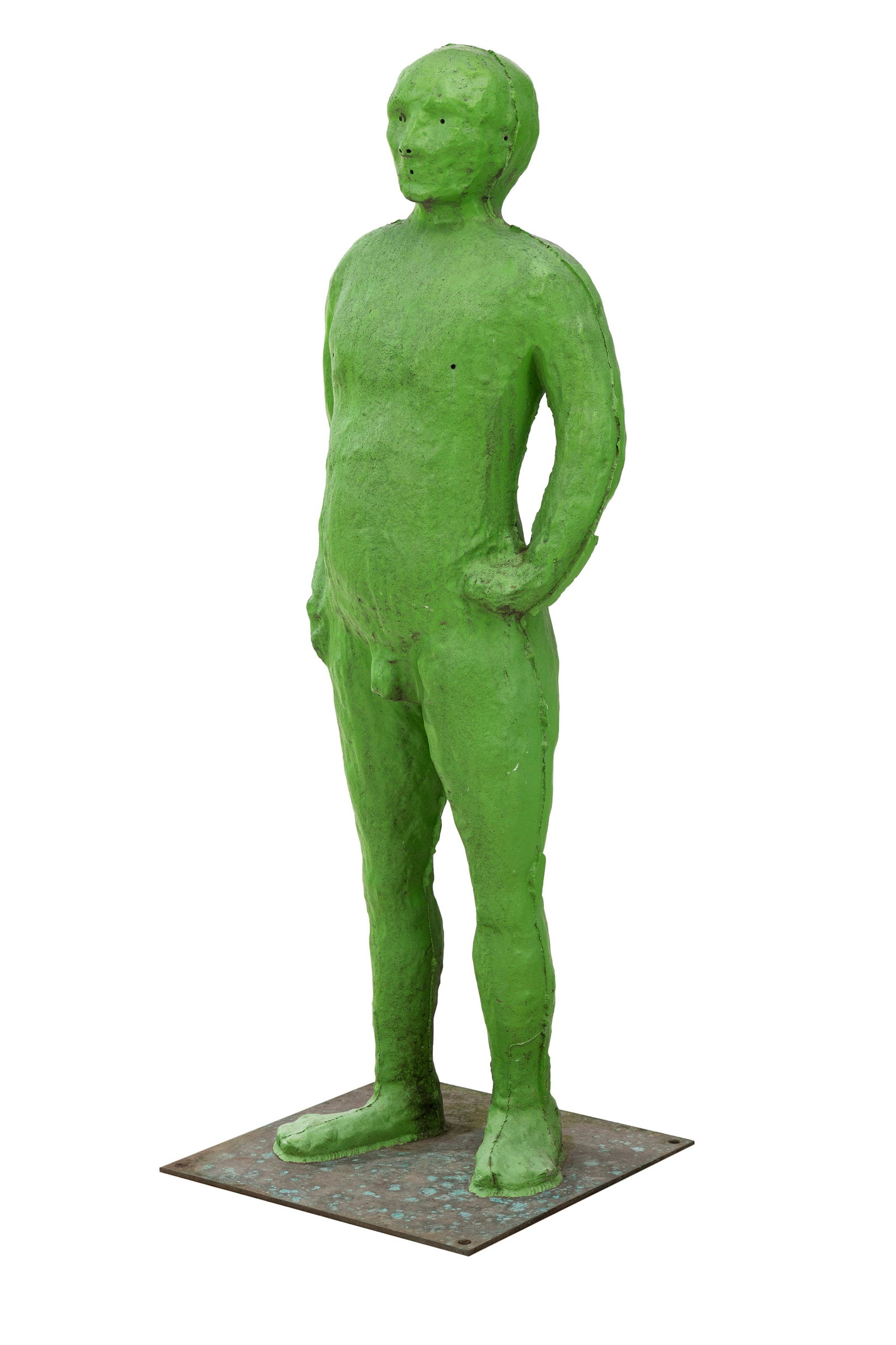 Fabrice Hyber (1961), "Hommes de Bessine", 2012, sculpture en bronze peint en vert, signée, dat - 2