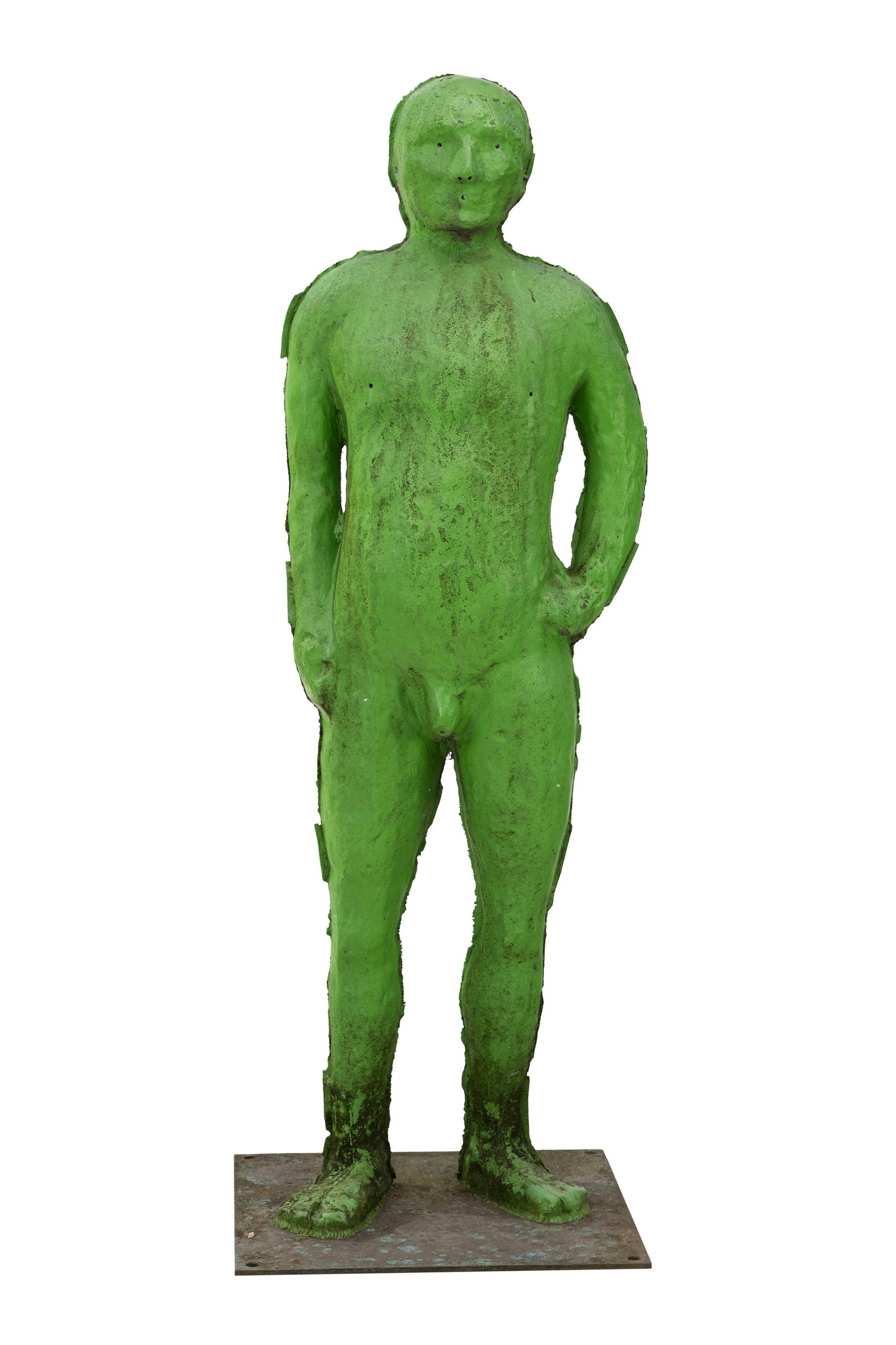 Fabrice Hyber (1961), "Hommes de Bessine", 2012, sculpture en bronze peint en vert, signée, dat: Fabrice Hyber (1961), "Hommes de Bessine", 2012, sculpture en bronze peint en vert, signée, datée et numérotée 27, cachet de la Fonderie d'Art de Coubertin, h.86 cm Provenance :