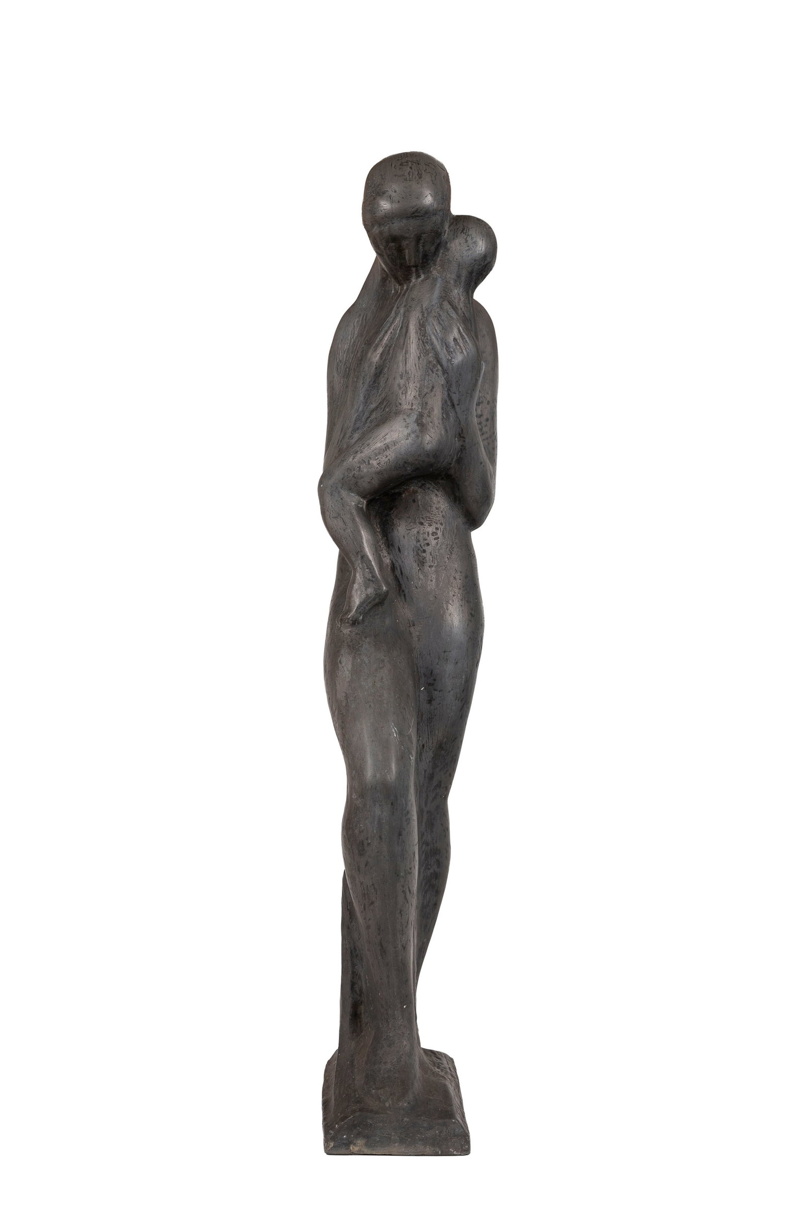 Jan Kodet (1910-1974), Mère à l'enfant, 1966, sculpture en étain patiné, sign - 2