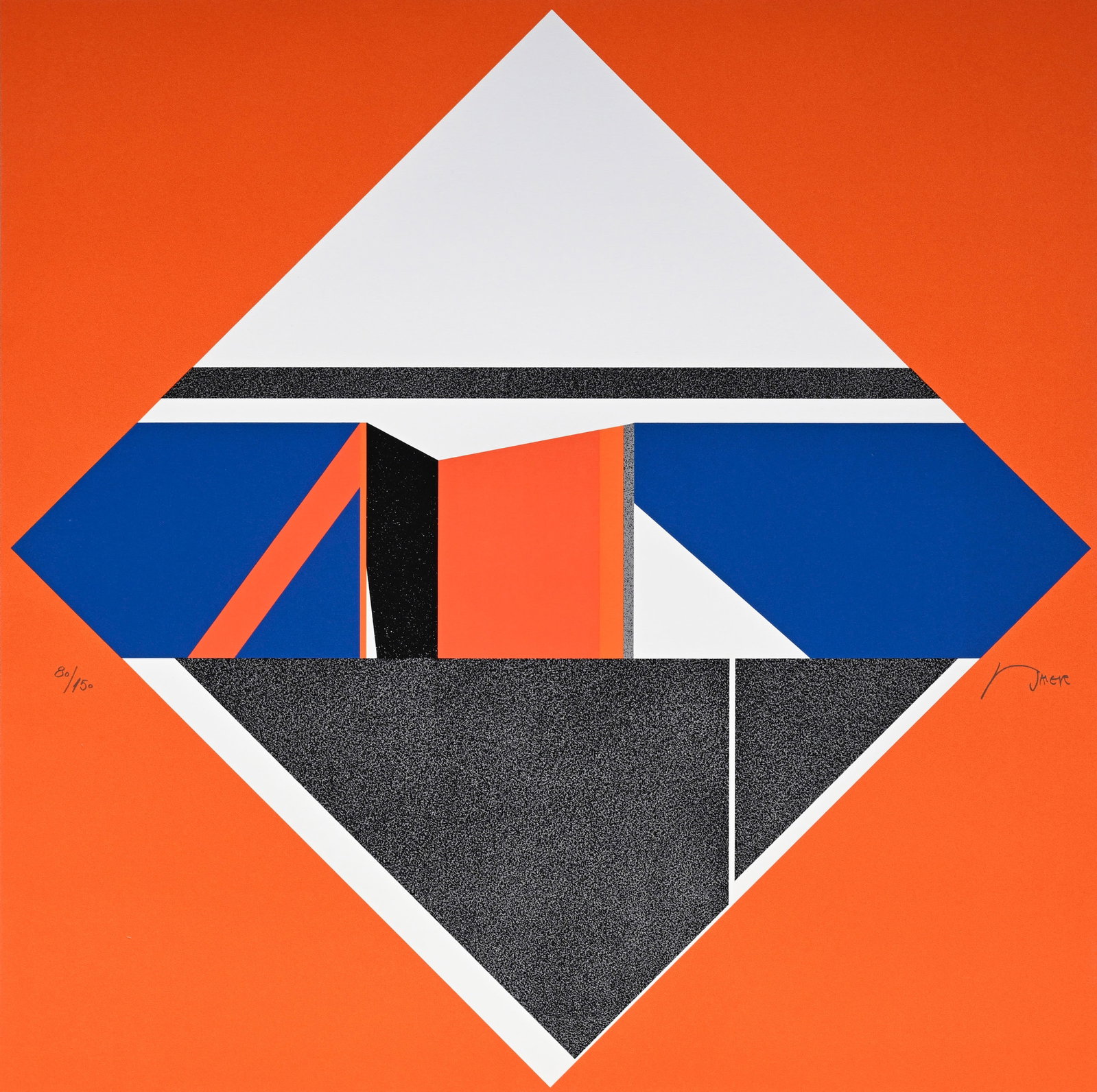 Jean Baier (1932-1999), d'après, Composition géométrique, sérigraphie, signé: Jean Baier (1932-1999), d'après, Composition géométrique, sérigraphie, signée et numérotée 80/150 au crayon, 69,5x70 cm