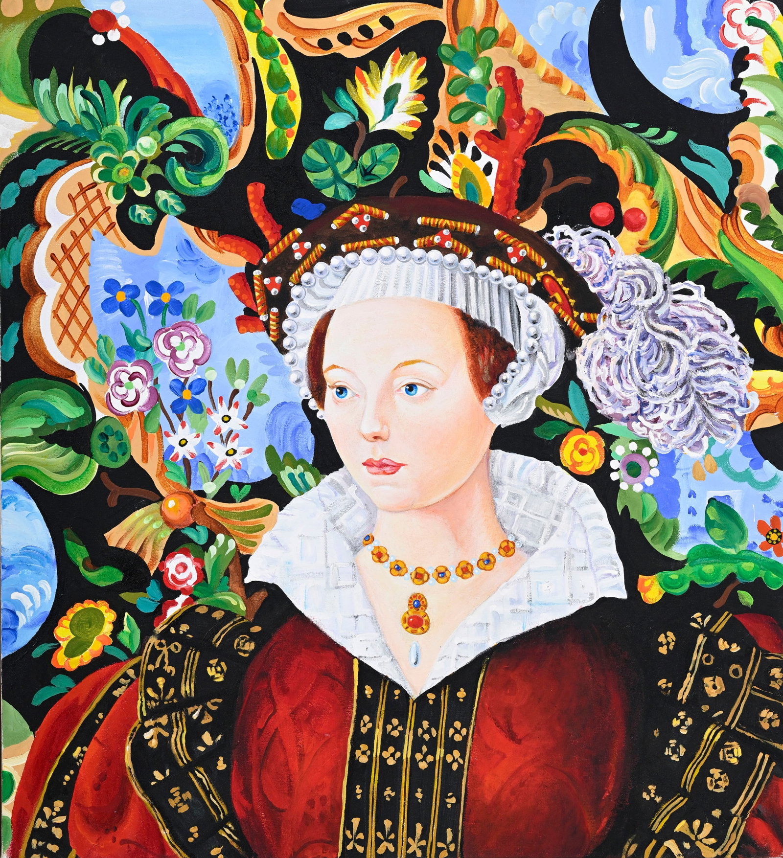 David Bowes (1957), "Portrait of a Woman", 2001, acrylique sur toile, signée et datée au v (1 of 4)