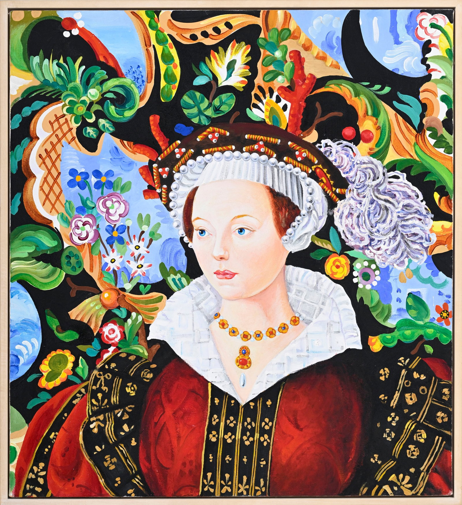 David Bowes (1957), "Portrait of a Woman", 2001, acrylique sur toile, signée et datée au v - 2