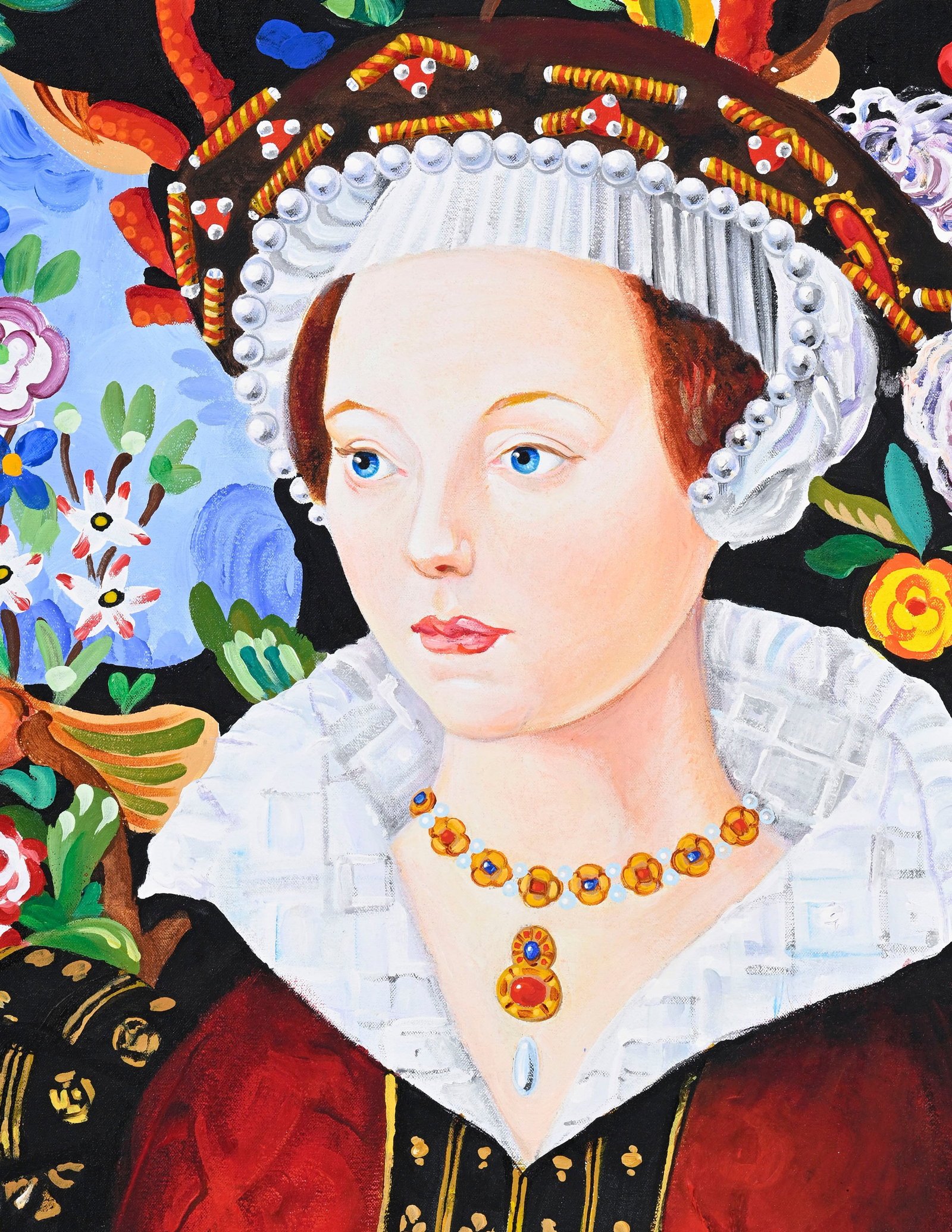 David Bowes (1957), "Portrait of a Woman", 2001, acrylique sur toile, signée et datée au v - 3