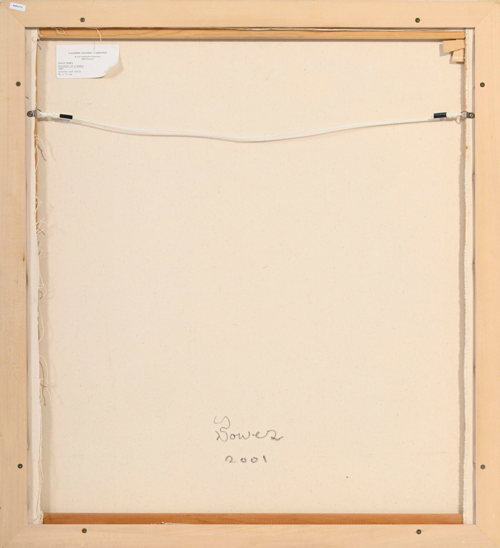 David Bowes (1957), "Portrait of a Woman", 2001, acrylique sur toile, signée et datée au v - 4