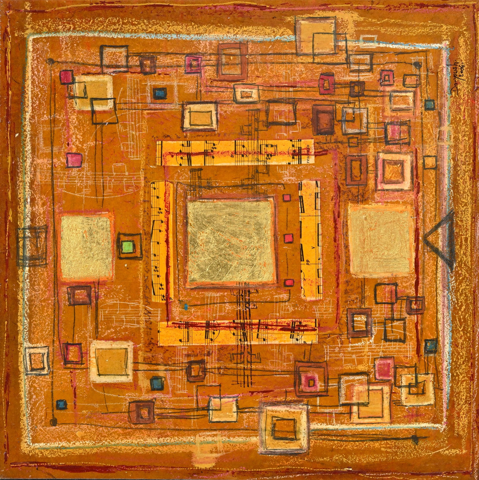 Daryoush Assadi (1976), Sans titre, 2006, technique mixte sur papier marouflé sur toile, sign&#: Daryoush Assadi (1976), Sans titre, 2006, technique mixte sur papier marouflé sur toile, signée et datée, 40x40 cm Provenance: Galerie D.A., Nyon, il y a plus de quinze ans