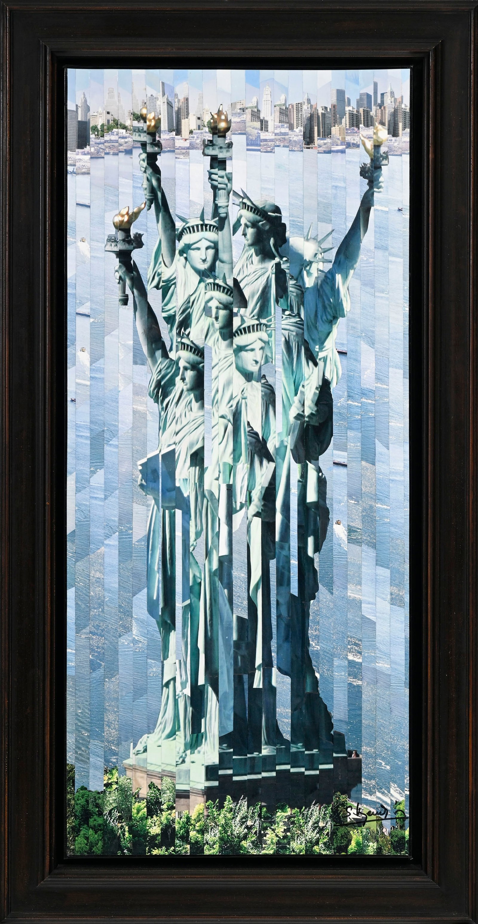 Serge Mendjisky (1929-2017), "Statue de la Liberté", 2007, monotype, photographies découp& - 2