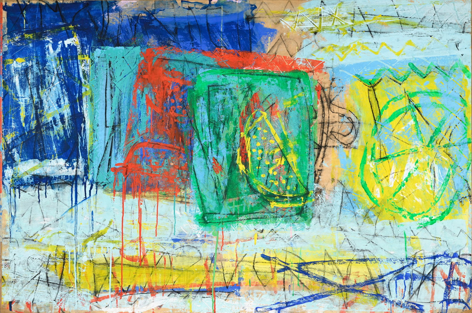 Antonio de Pascale (1953), "Con la coda dell' occhio", 1986, technique mixte sur papier marouflé (1 of 3)