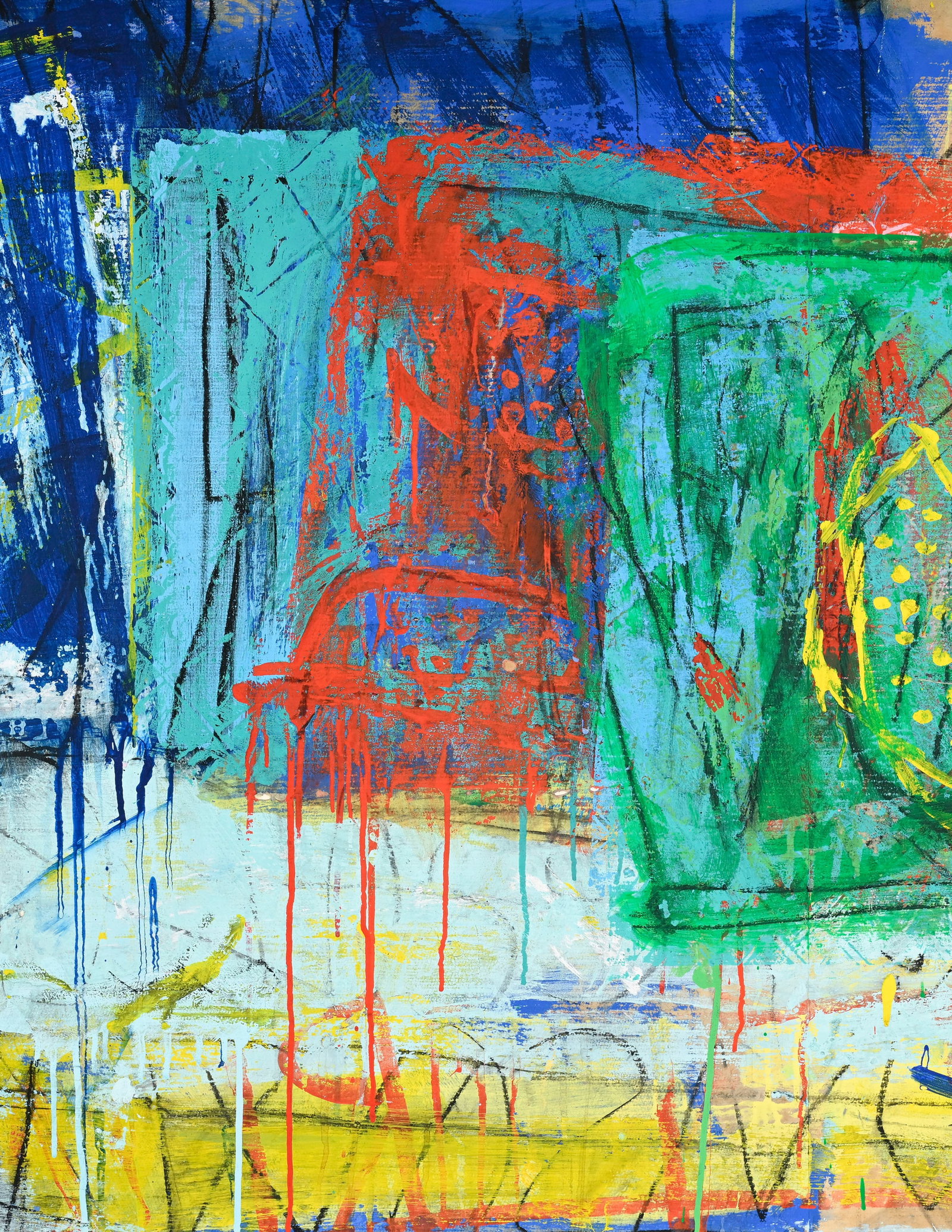 Antonio de Pascale (1953), "Con la coda dell' occhio", 1986, technique mixte sur papier marouflé - 2