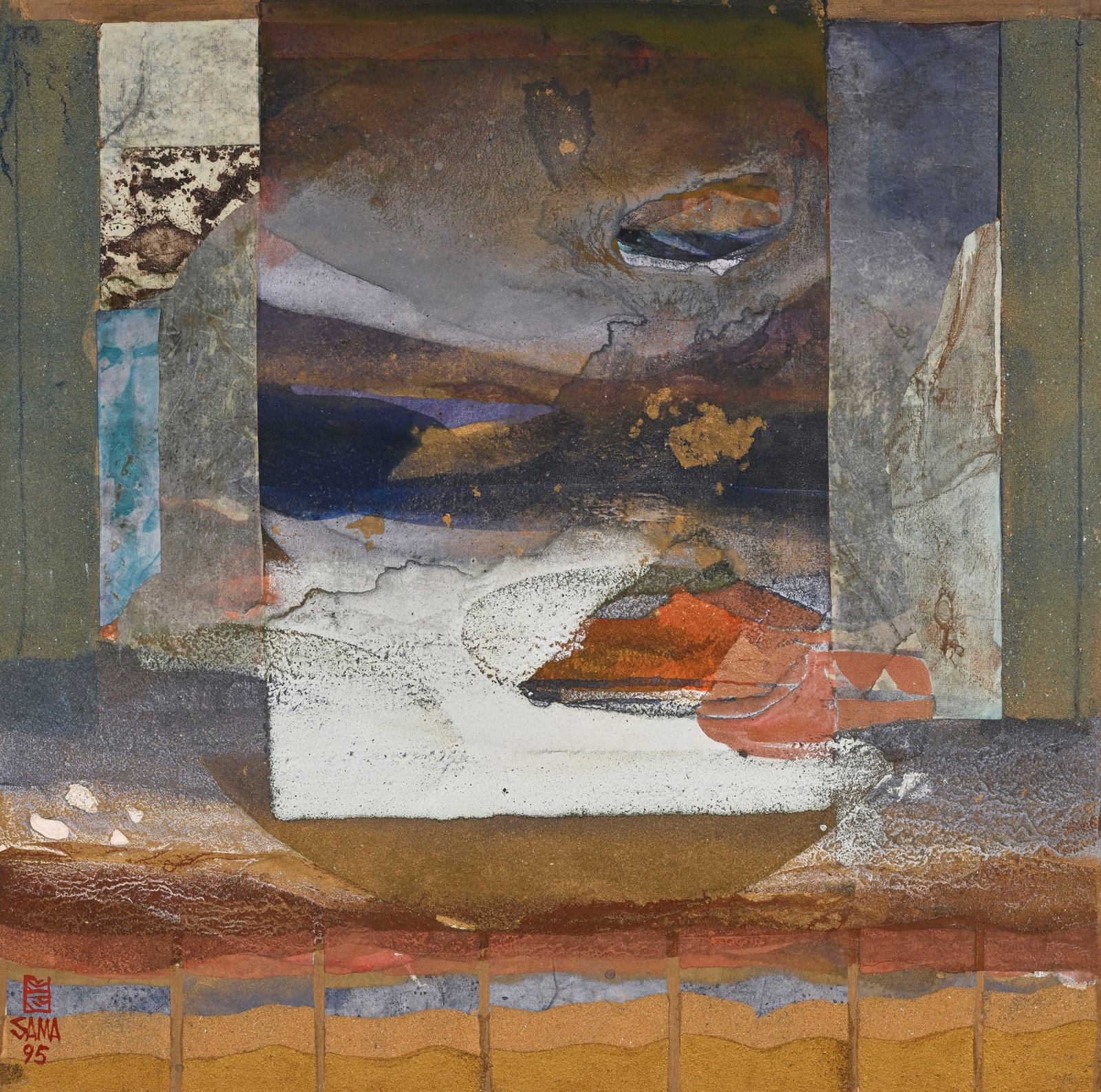 Sama (1953), Composition, 1995, technique mixte sur toile marouflée sur panneau, signée et (1 of 5)