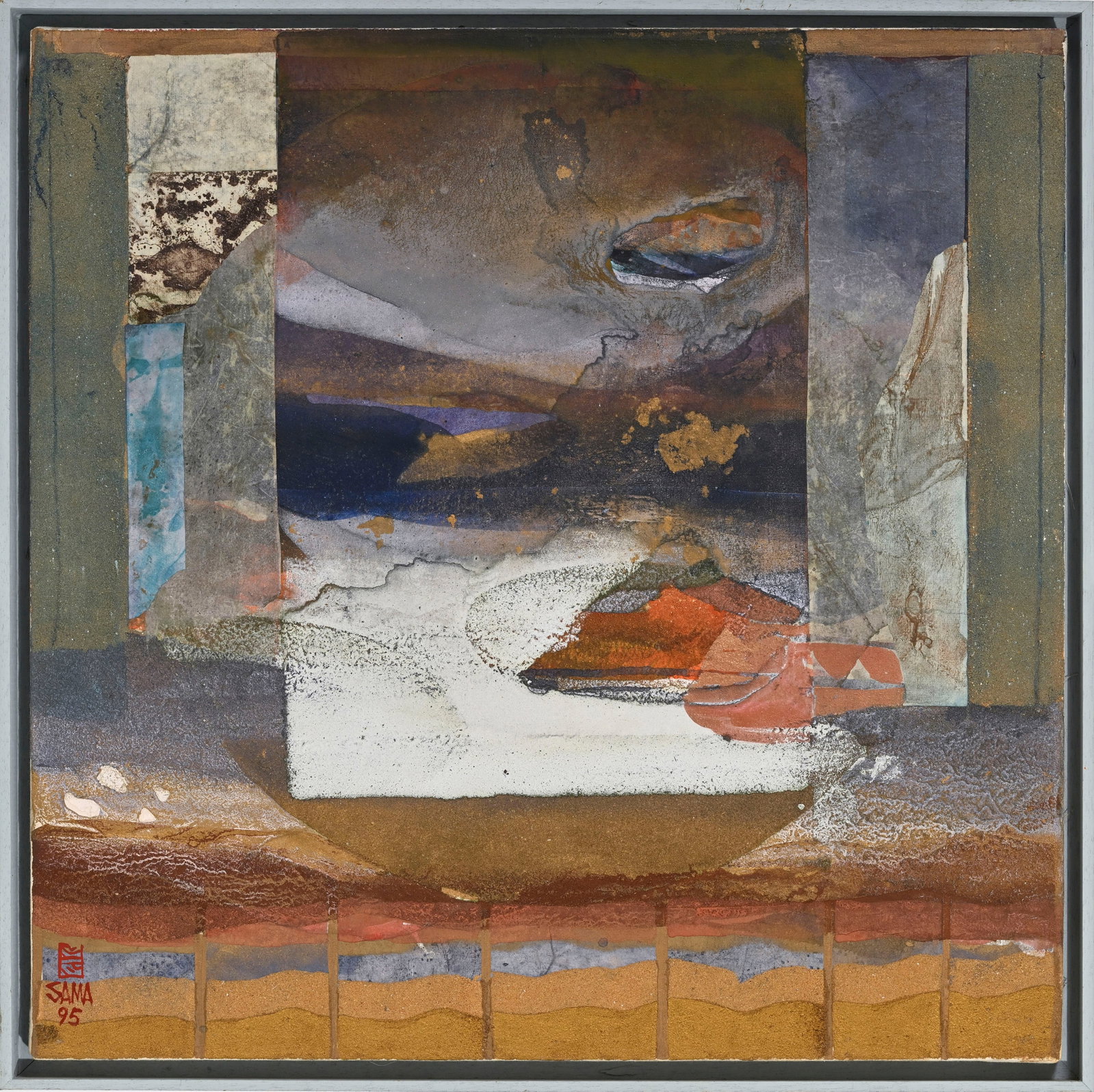 Sama (1953), Composition, 1995, technique mixte sur toile marouflée sur panneau, signée et - 2