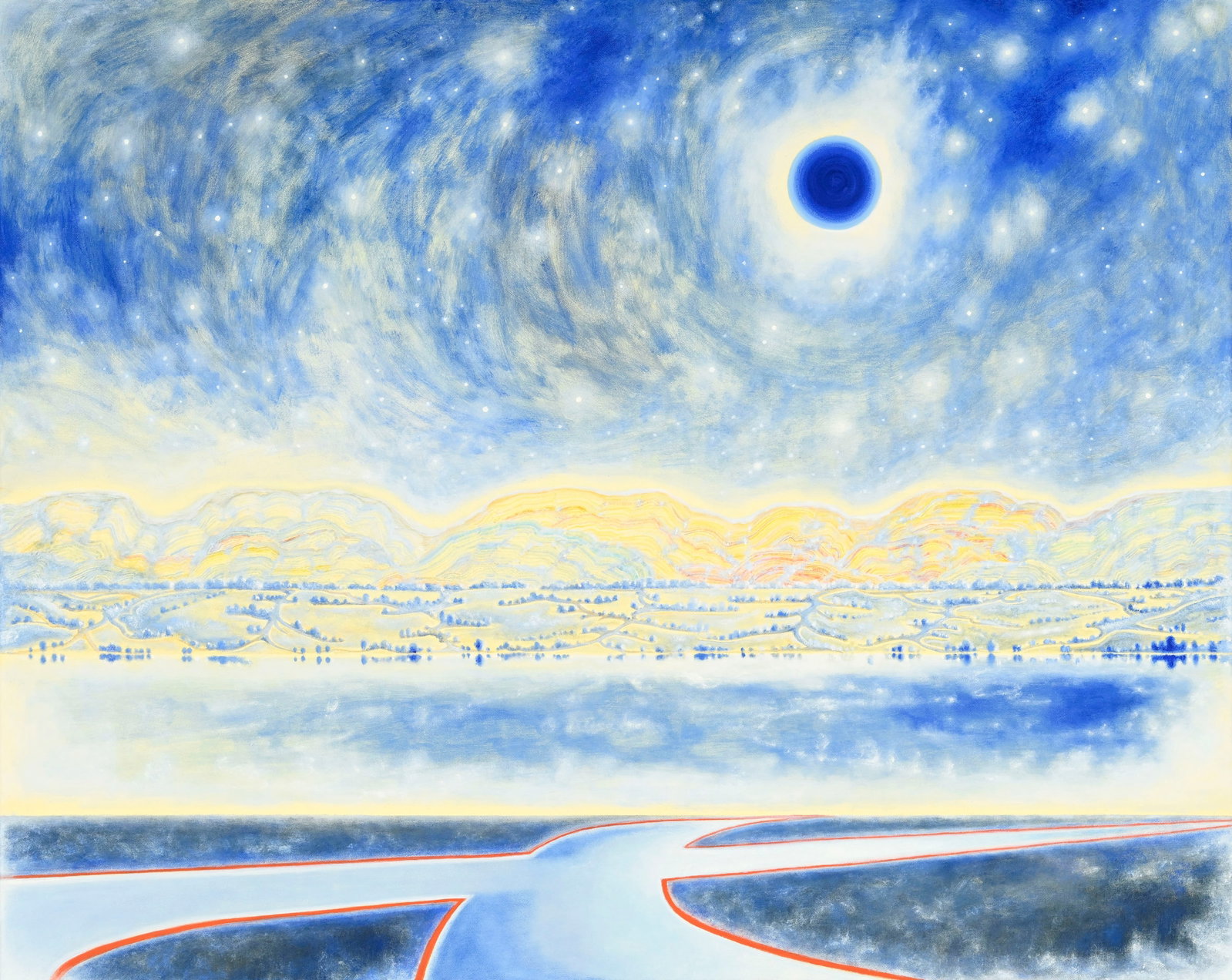 Eric Eriston Winarto (1980), "White Eclipse", 2025, huile sur toile, signée, contresignée, (1 of 4)