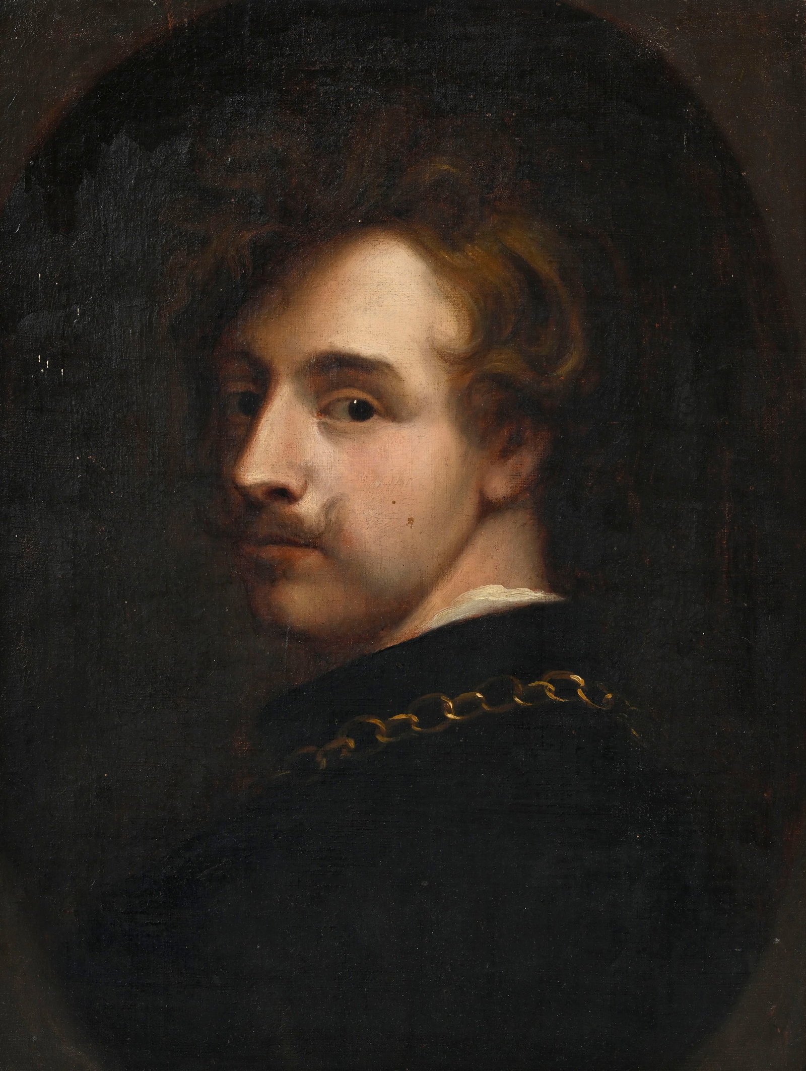 Anthonius Van Dyck (1599-1641), école de, Autoportrait, vers 1800, huile sur toile, 54,5x40,5 c: Anthonius Van Dyck (1599-1641), école de, Autoportrait, vers 1800, huile sur toile, 54,5x40,5 cm Condition Œuvre rentoilée