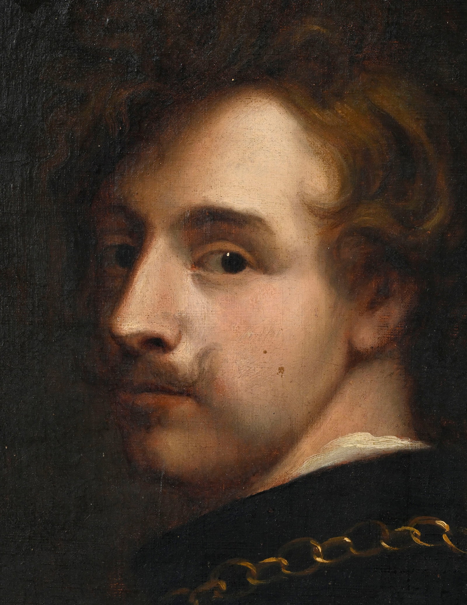 Anthonius Van Dyck (1599-1641), école de, Autoportrait, vers 1800, huile sur toile, 54,5x40,5 c - 3