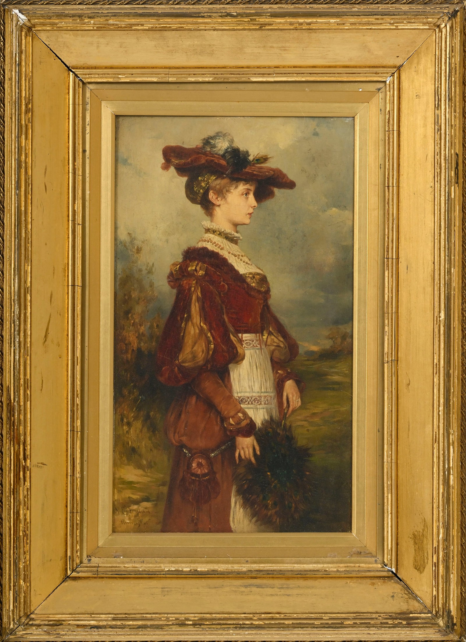 Richard Eisermann (1853-1927), Portrait d'une élégante, huile sur panneau, signée et  - 2
