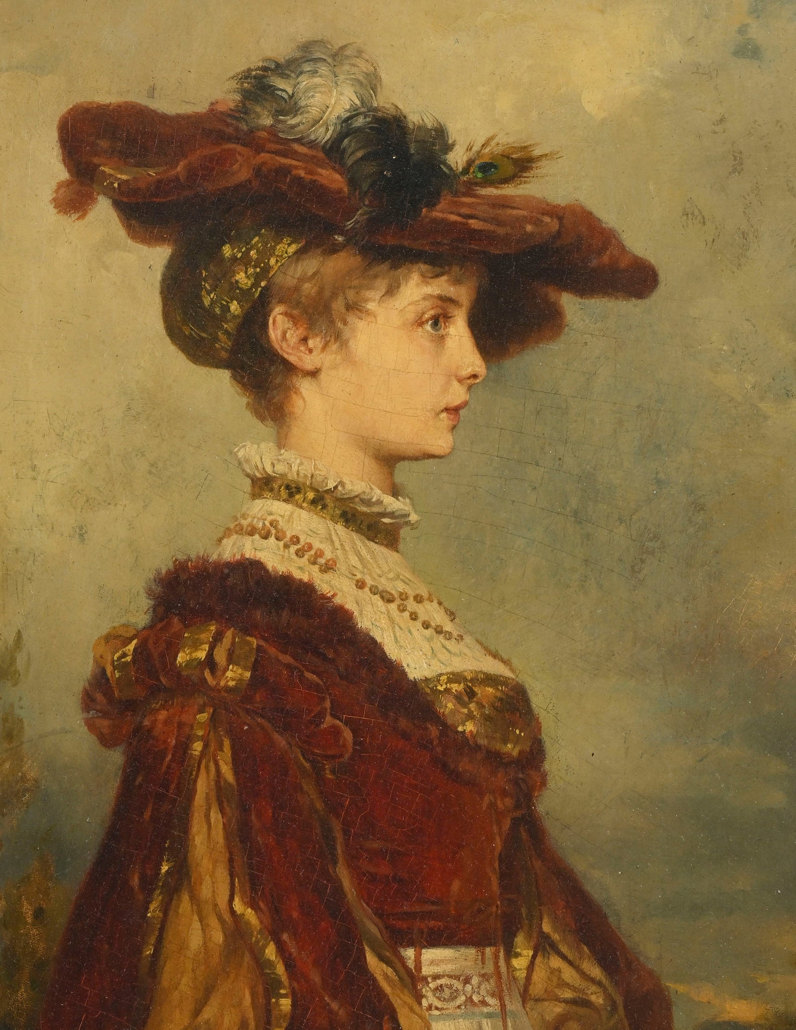 Richard Eisermann (1853-1927), Portrait d'une élégante, huile sur panneau, signée et  - 3
