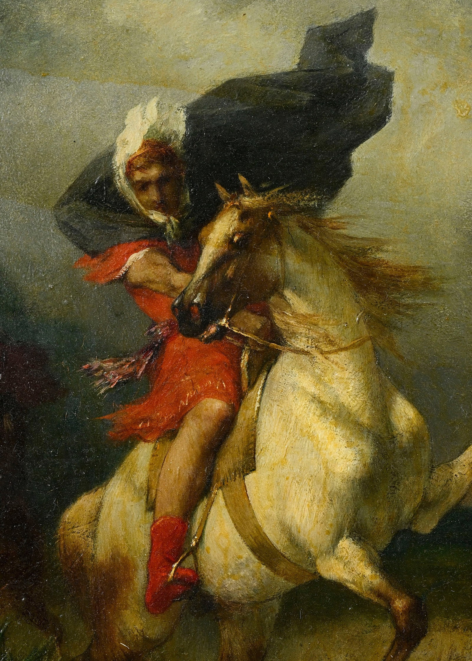 Ferdinand Humbert (1842-1934), Cavalier franchissant un corps, huile sur panneau, signée, 33x24 - 2