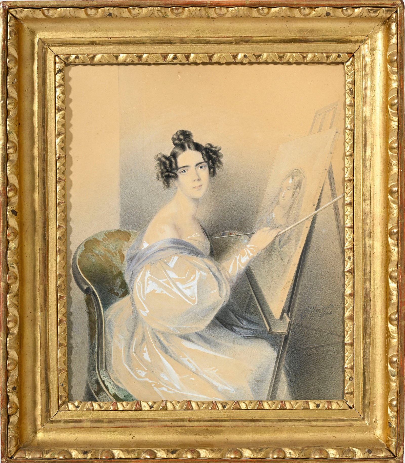 Karl Joseph Aloys Agricola (1779-1852), Portrait d'une peintre, 1894, aquarelle et rehauts de gouach - 2
