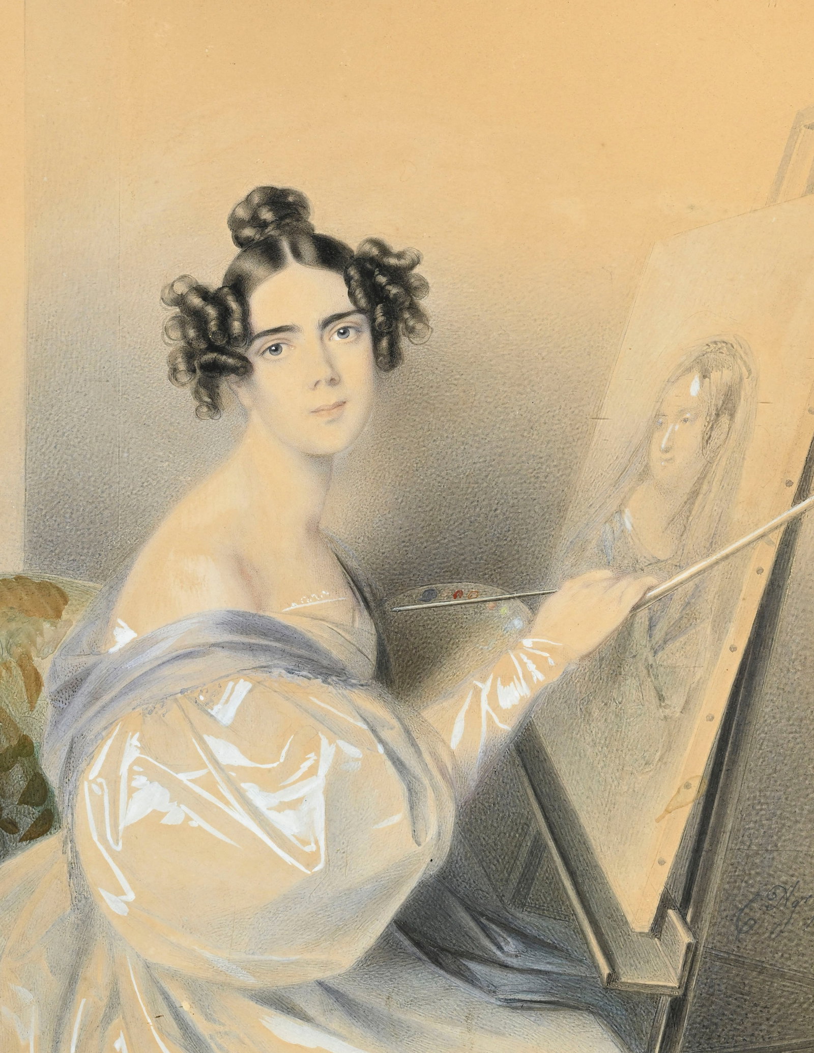 Karl Joseph Aloys Agricola (1779-1852), Portrait d'une peintre, 1894, aquarelle et rehauts de gouach - 3