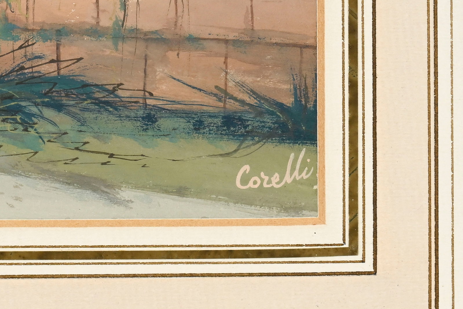 Augusto Corelli (1853-1918), Paysage napolitain, gouache sur papier, signée, 33x47 cm (à v - 4