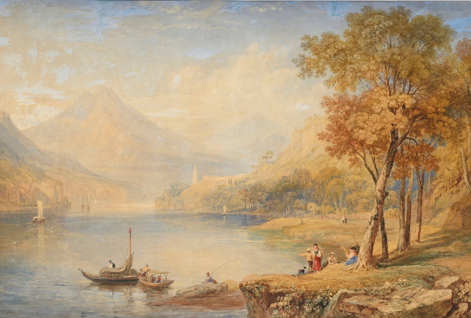 Henry Gastineau (1791-1876), "Au lac Majeur"_,_ aquarelle sur papier, 60x90 cm (à vue) Provena (1 of 5)
