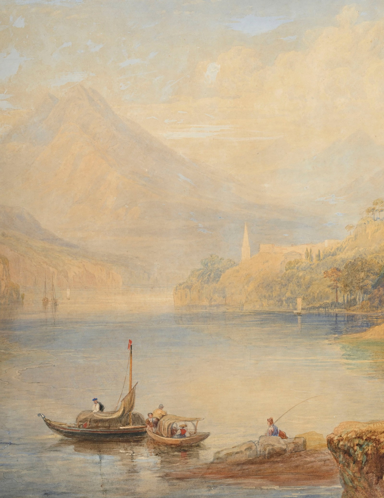 Henry Gastineau (1791-1876), "Au lac Majeur"_,_ aquarelle sur papier, 60x90 cm (à vue) Provena - 3