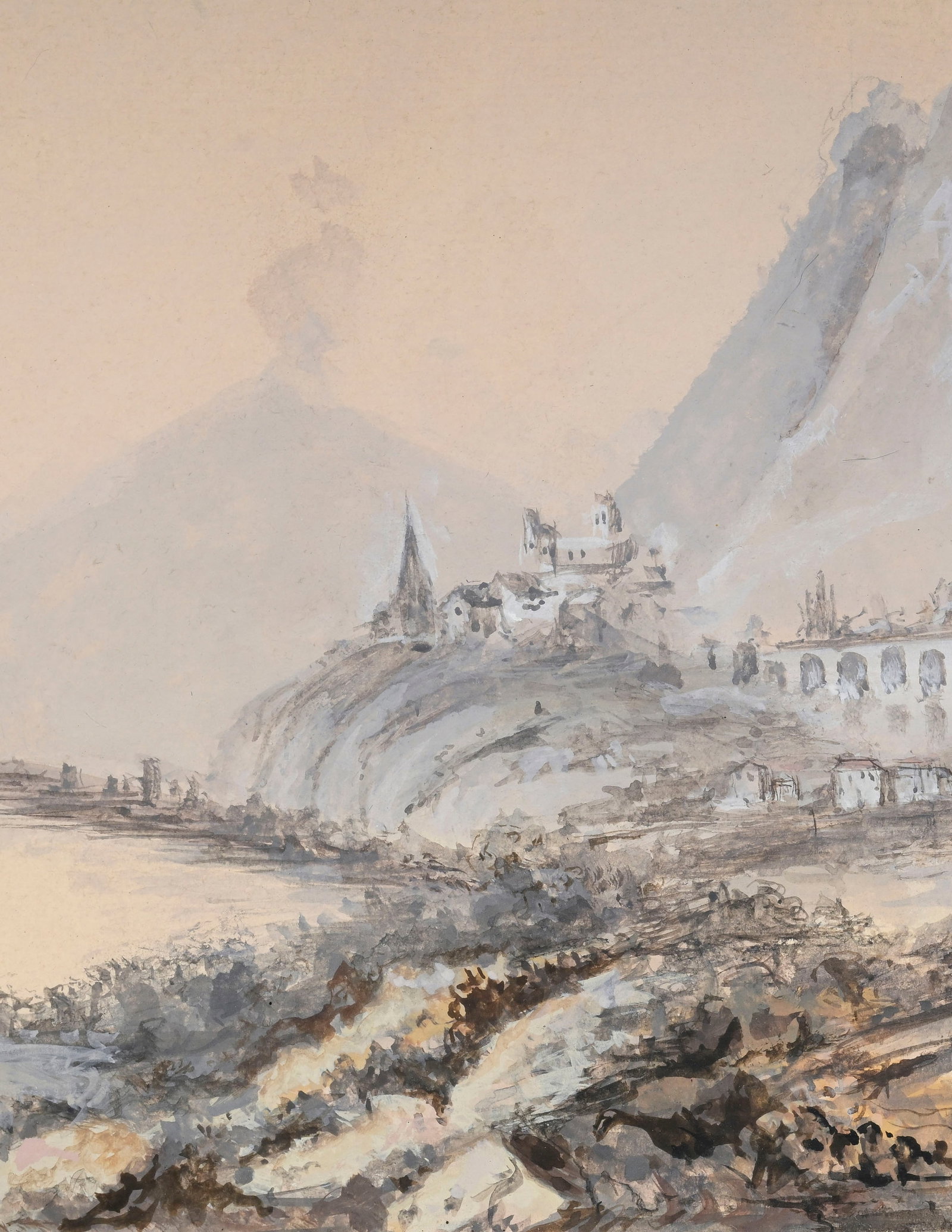 Ecole italienne de la fin du XVIIIe siècle/début du XIXe s., Vue côtière de Sici - 3