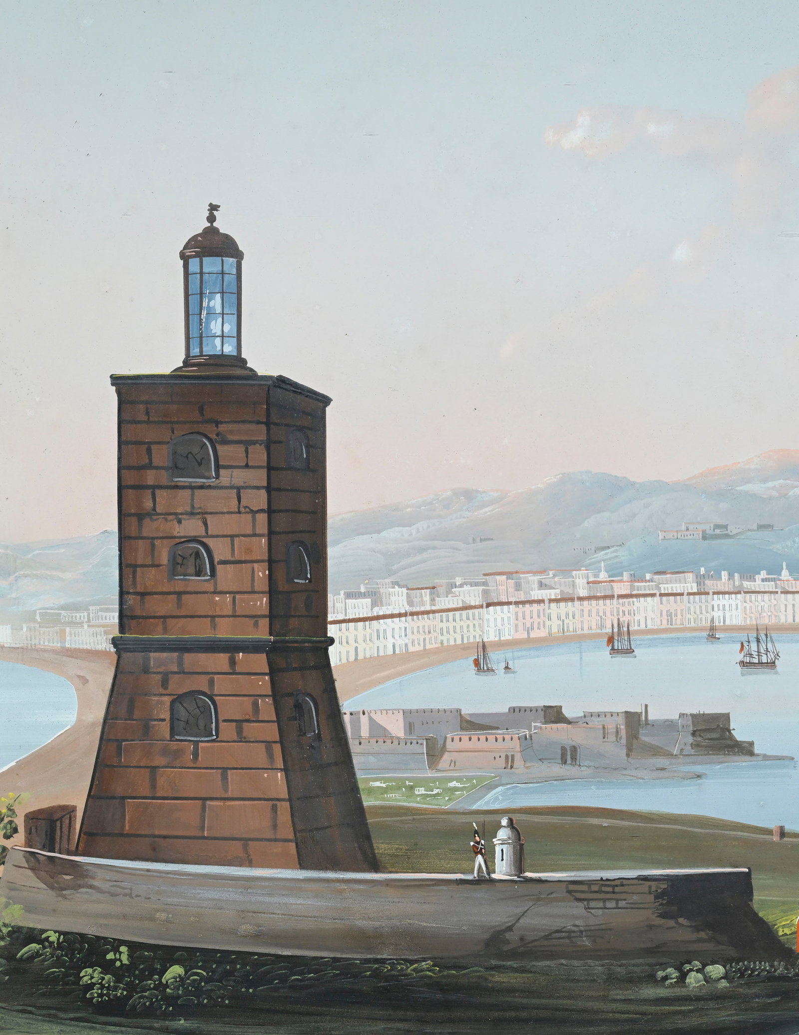 Ecole napolitaine du XIXe s., "Messina", gouache sur papier, 49,5x71 cm (à vue) - 3