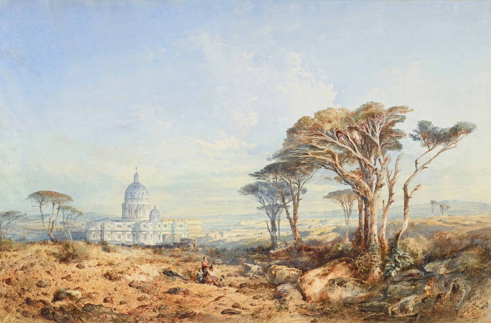Félix Ziem (1821-1911), "Rome, Saint-Pierre", 1849, aquarelle sur papier, signée et dat: Félix Ziem (1821-1911), "Rome, Saint-Pierre", 1849, aquarelle sur papier, signée et datée, 63,5x97 cm Bibliographie en lien: Anne Burdin - Hellebranth, Félix Ziem, 1821-1911,