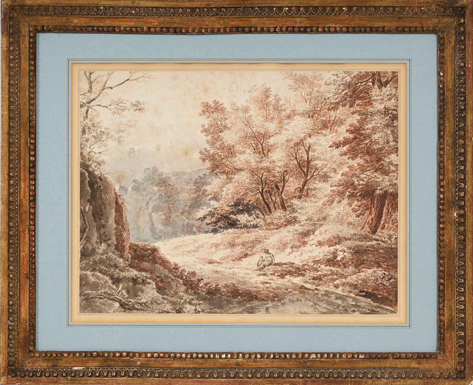 Ecole européenne du XVIIIe s., Paysage animé, lavis et crayon sépia sur papier, 38x50 - 2