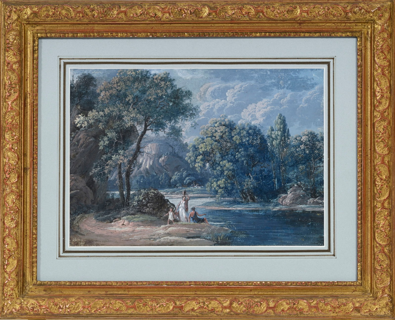 Jean Houel (1735-1813), "Environs de Gênes, du côté Savone", 1794, gouache et pierre  - 2