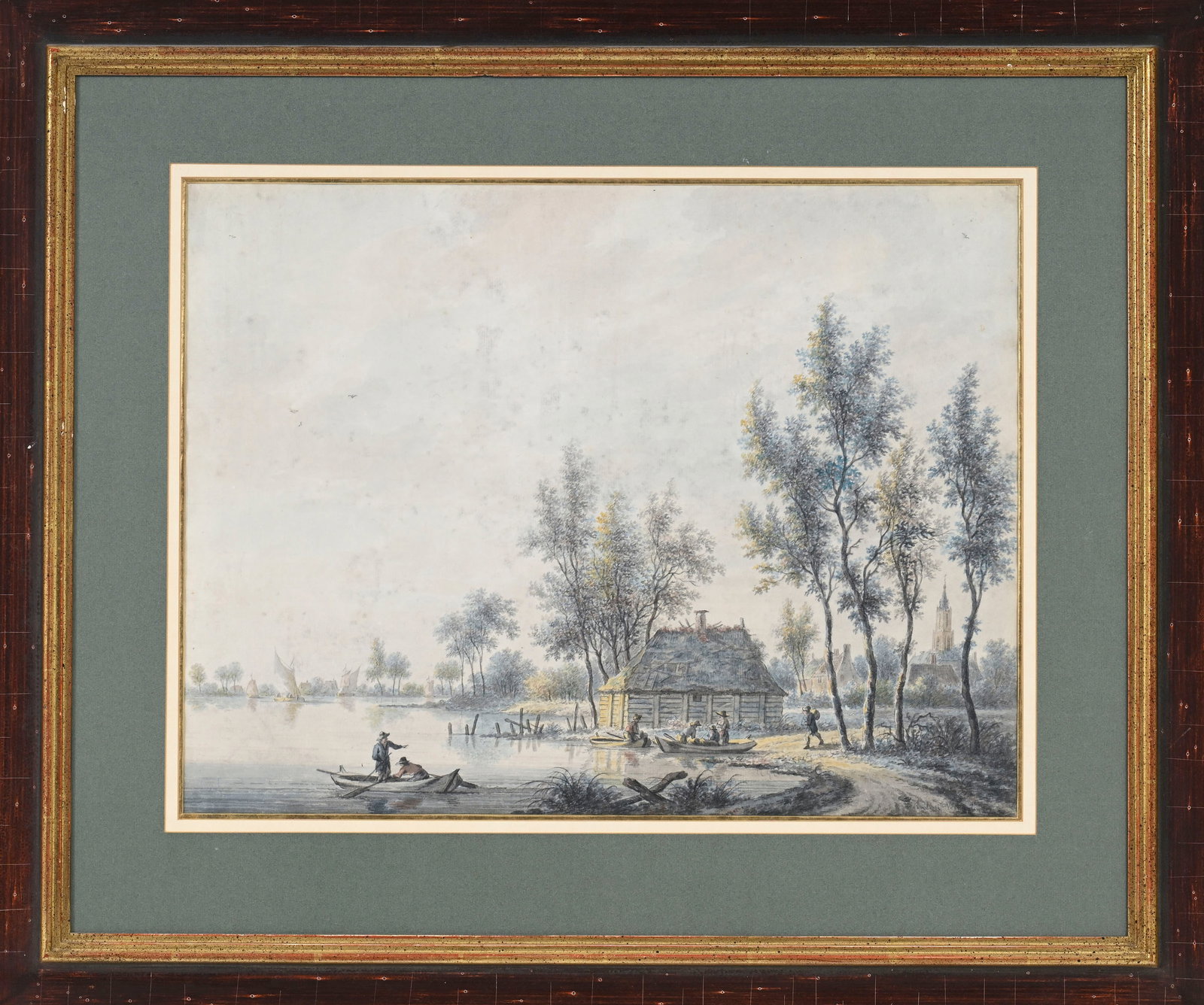 Andries Vermeulen (1763-1814), Paysages animés avec pêcheurs, paire d'aquarelles sur papie - 2