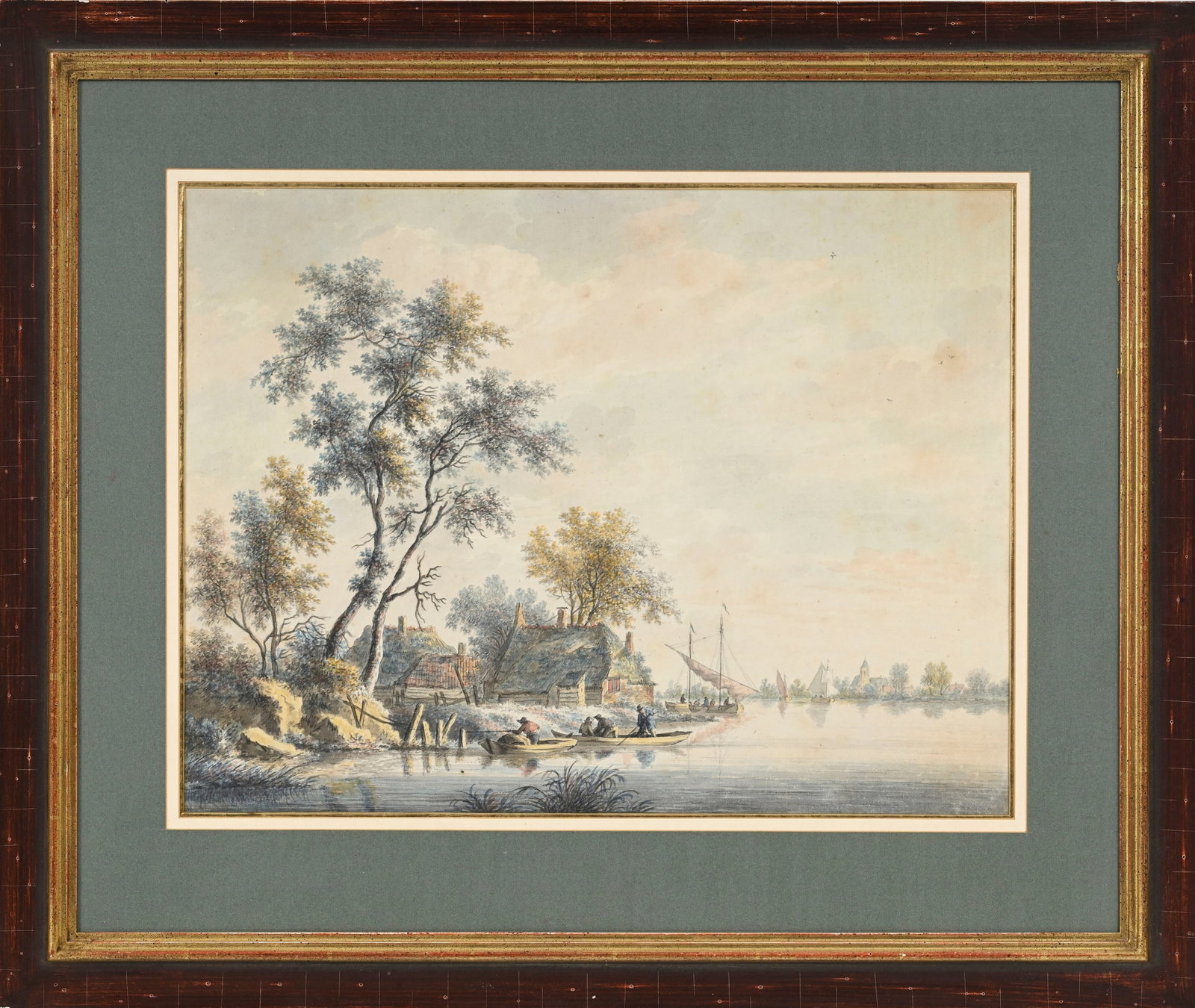 Andries Vermeulen (1763-1814), Paysages animés avec pêcheurs, paire d'aquarelles sur papie - 3