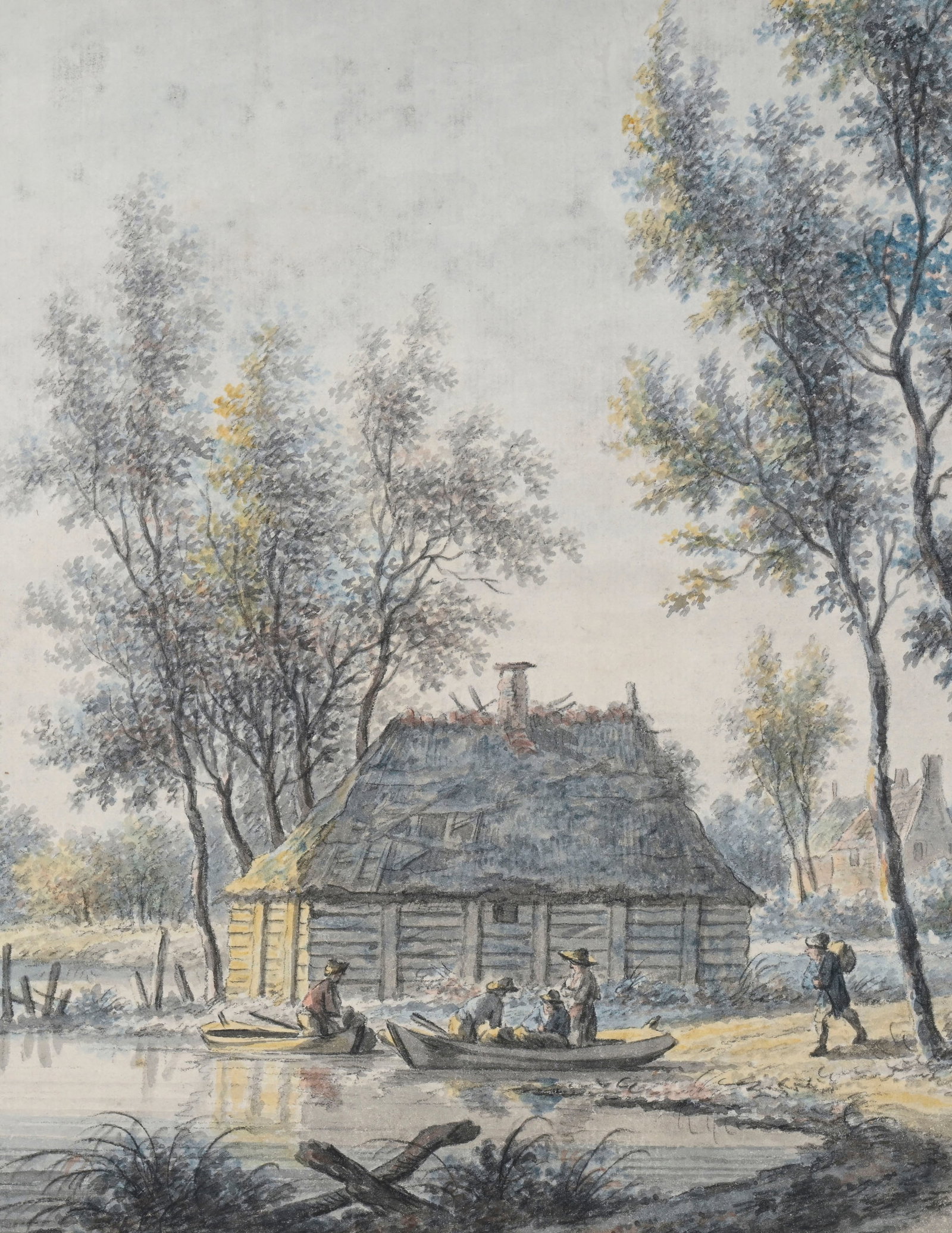 Andries Vermeulen (1763-1814), Paysages animés avec pêcheurs, paire d'aquarelles sur papie - 6